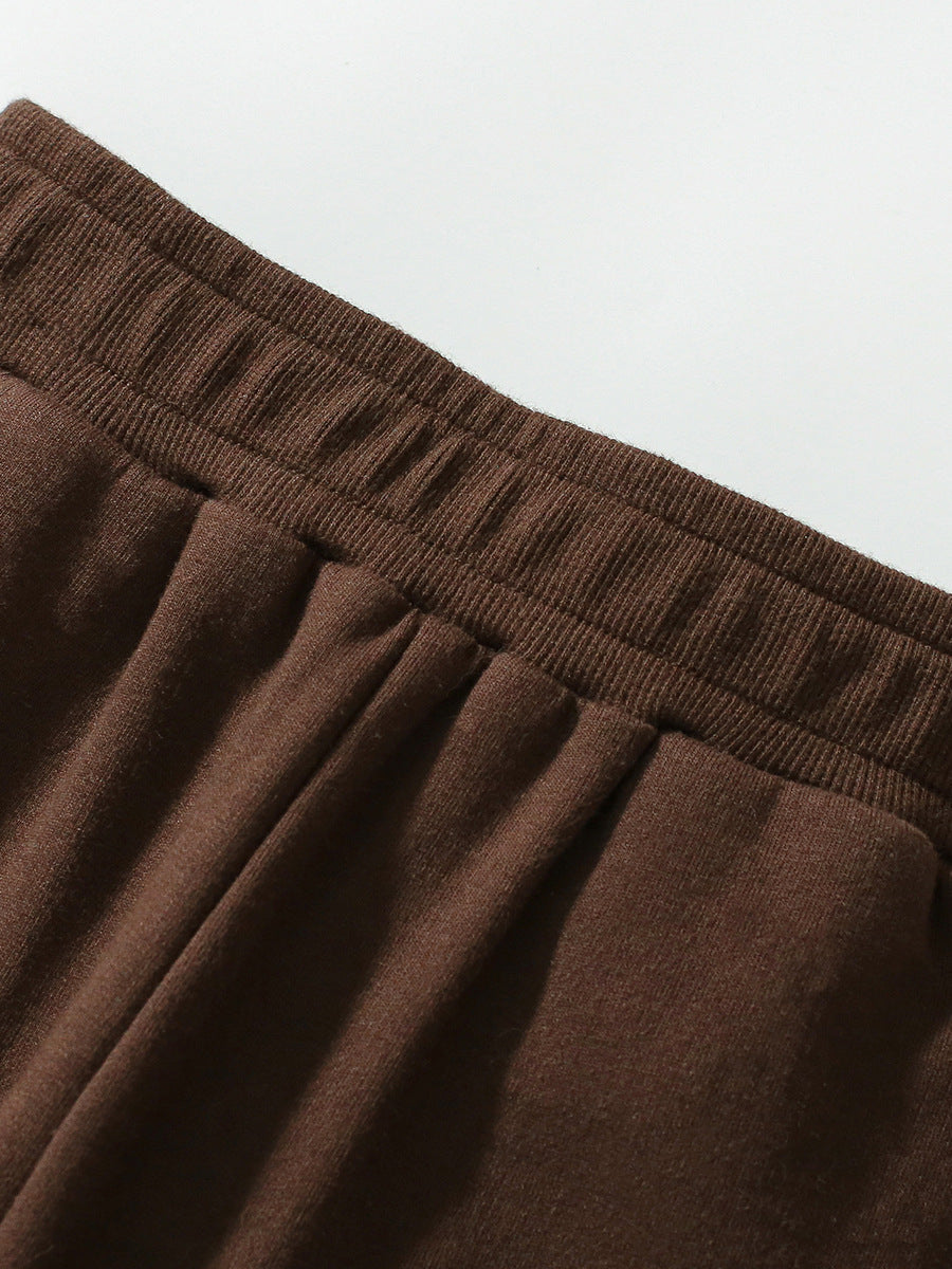 Spring and Autumn Kids Unisex Casual Color Patchwork Long Sleeves in coffee color, showcasing stylish patchwork design and soft cotton material.