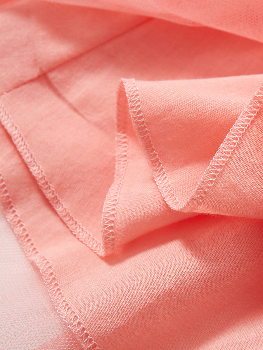 A pink chiffon dress for baby girls featuring a cute unicorn cartoon design, perfect for spring and summer wear.