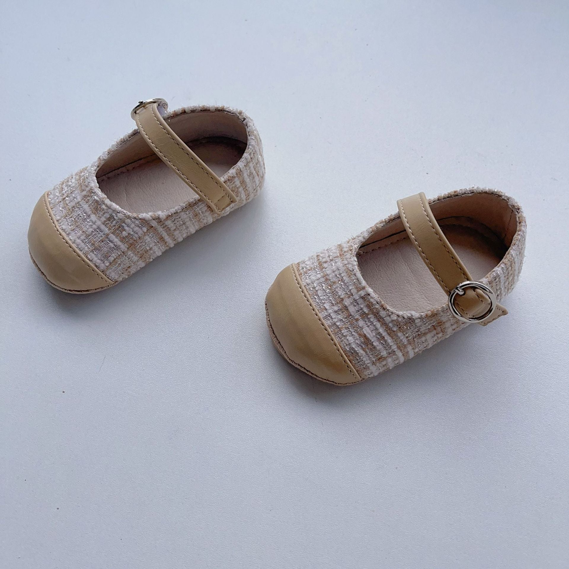 Colorful patchwork soft-sole shoes for baby girls, featuring anti-slip design and available in multiple colors.