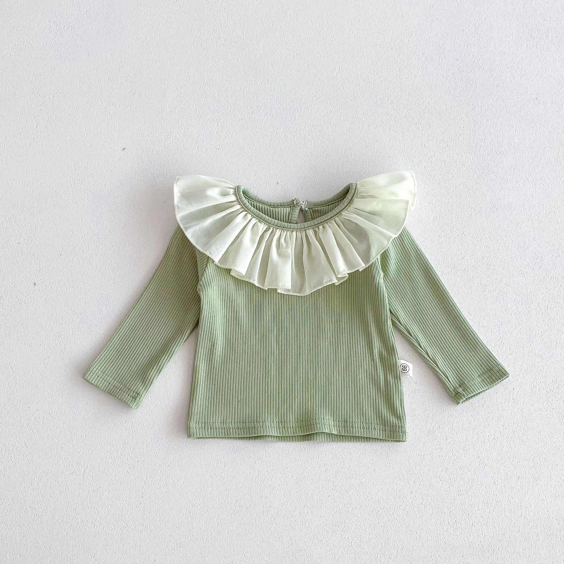 Spring Baby Girls Solid Color Overalls in green and beige, made from soft cotton, perfect for spring and autumn wear.