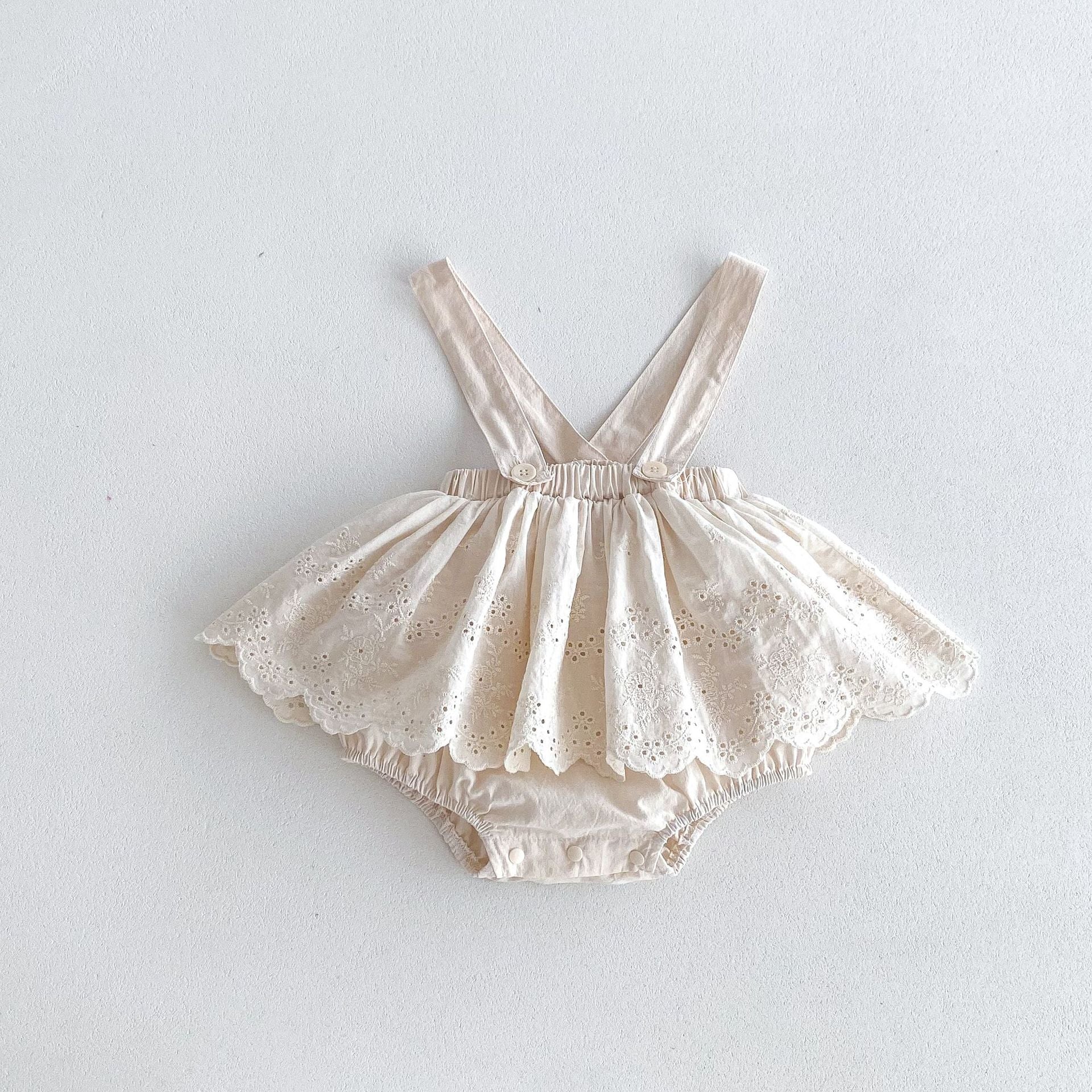 Spring Baby Girls Solid Color Overalls in green and beige, made from soft cotton, perfect for spring and autumn wear.