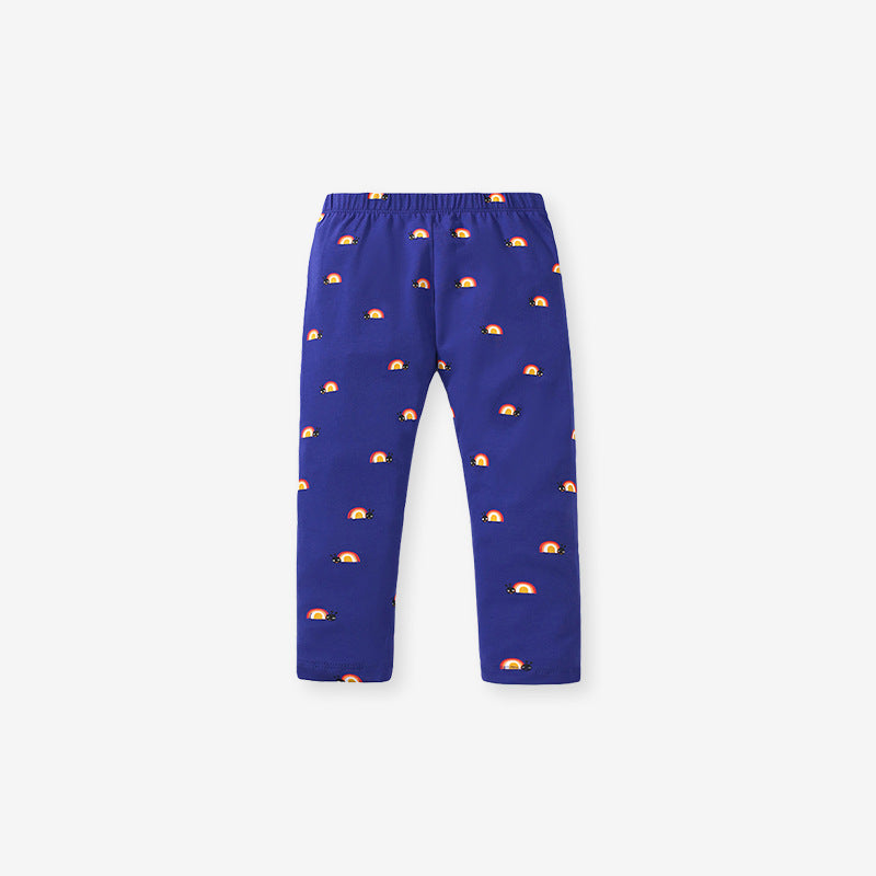 Spring Girls Insect Cartoon Top Pullover and Pants 2-Piece Set in blue, featuring a playful insect design and floral patterns, perfect for young girls.