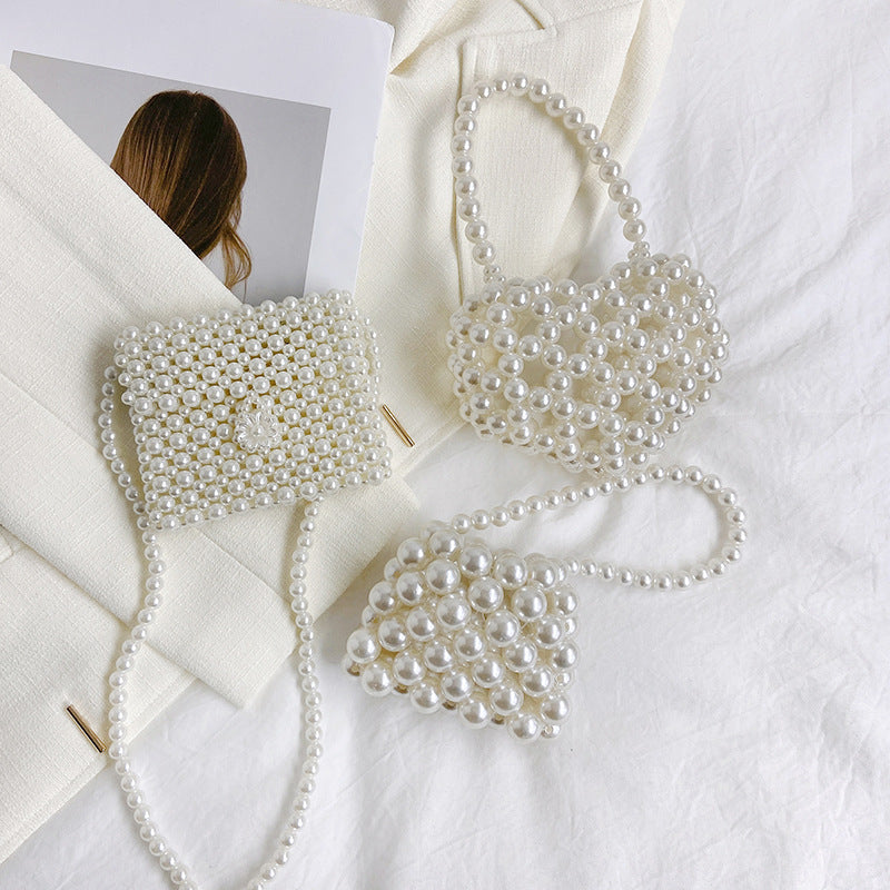 Stylish Cute Carry-On Girls’ Portable Beaded Beige Princess Crossbody bag featuring a charming beaded design in beige color.