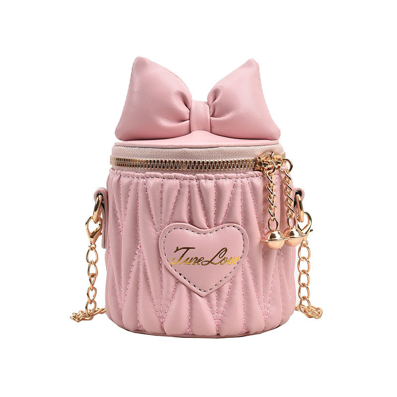 Stylish Pleated Carry-On Girls’ Portable Zipper Princess Crossbody bag in various colors with pleated design and letter pattern.