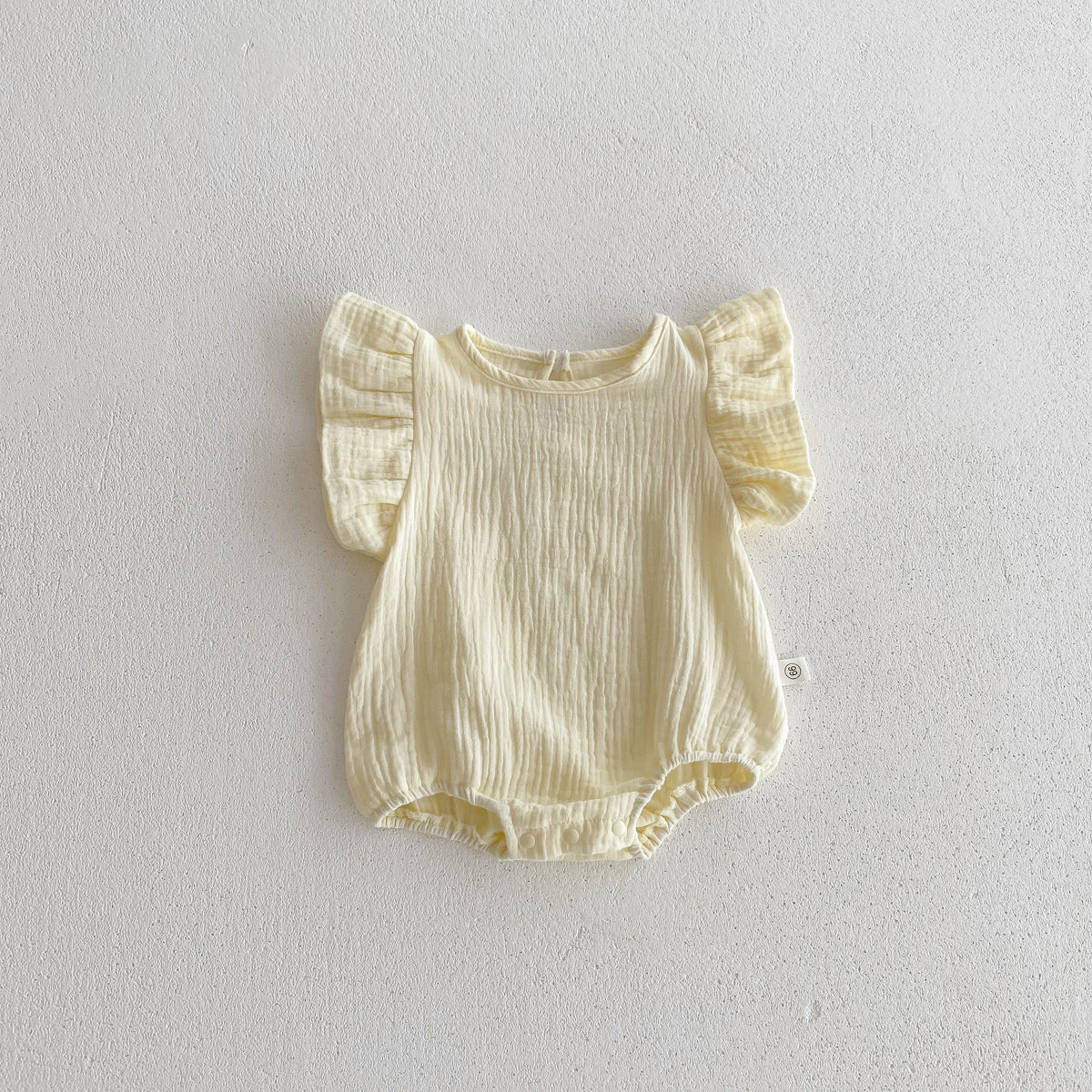 Summer Baby Girls Cotton Soft Thin Onesie with fly sleeves in beige and coffee colors, perfect for warm weather.