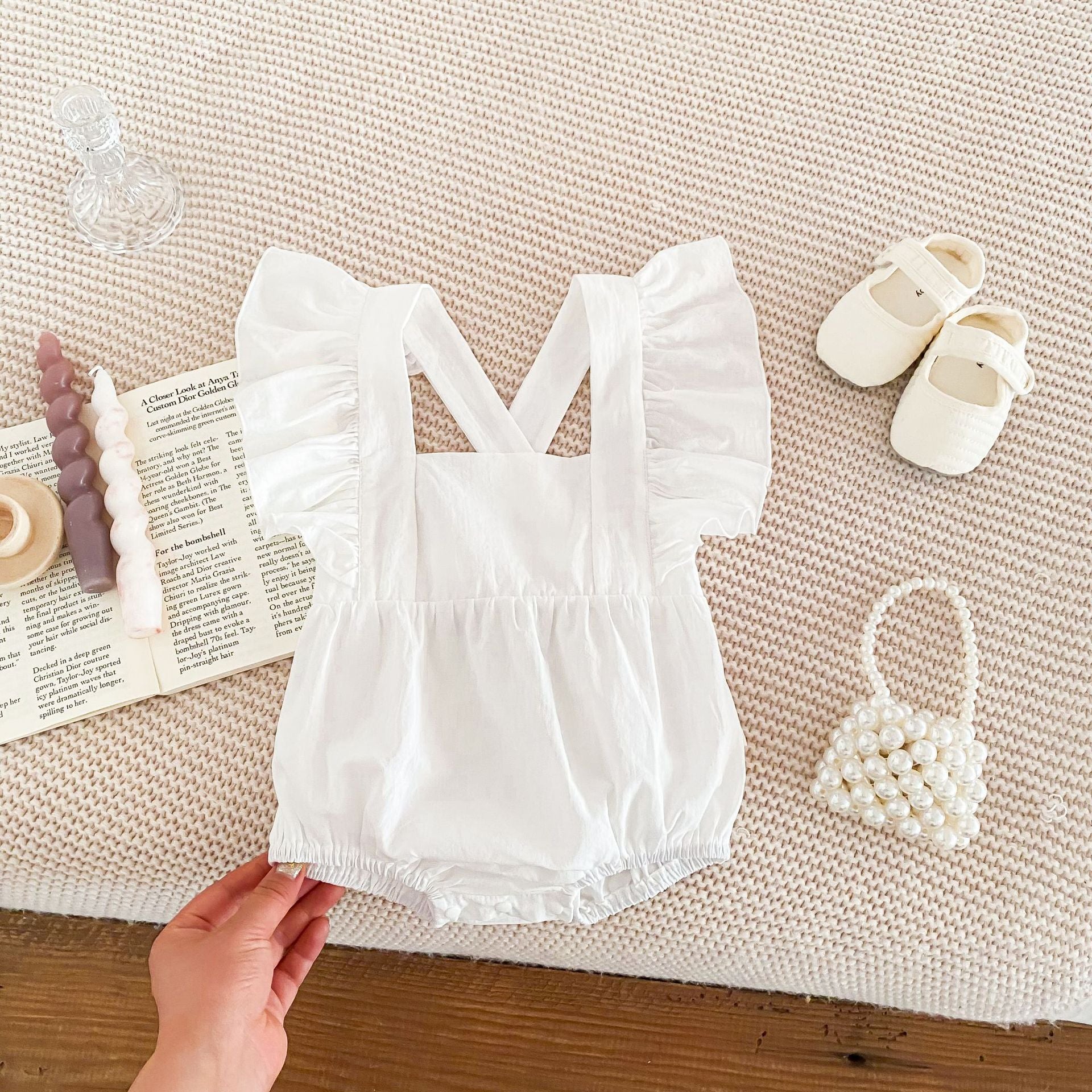 Summer Baby Girls Solid Color Square Neck Onesie in various colors, showcasing its soft fabric and stylish design.