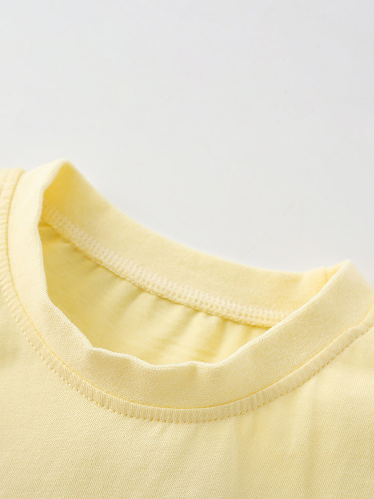 Summer Baby Kids Boys T-Shirt featuring a tiger cartoon print and striped design in apricot color.