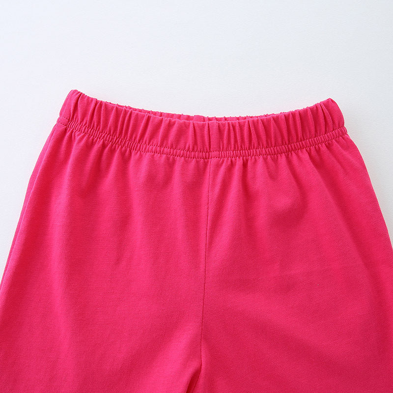 Summer Baby Kids Girls Heart Rainbow Print T-Shirt and Shorts set in white with colorful rainbow design, perfect for summer wear.