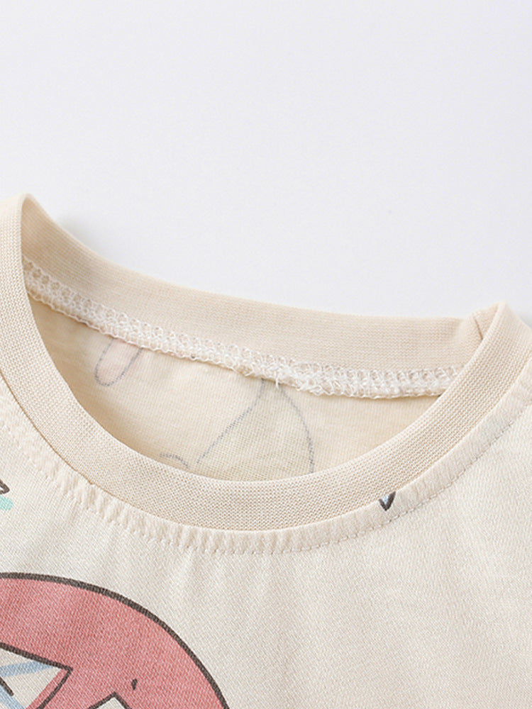 A cute summer top for baby girls featuring a colorful marine animals cartoon pattern, made from soft cotton fabric.