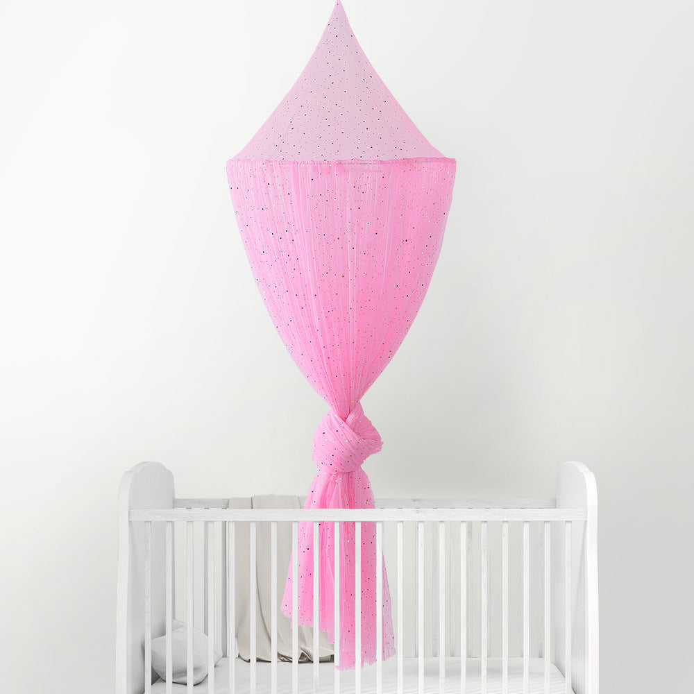 Colorful Summer Rainbow Dome Baby Mosquito Net designed for cribs, featuring a vibrant dome shape and made from durable polyester material.