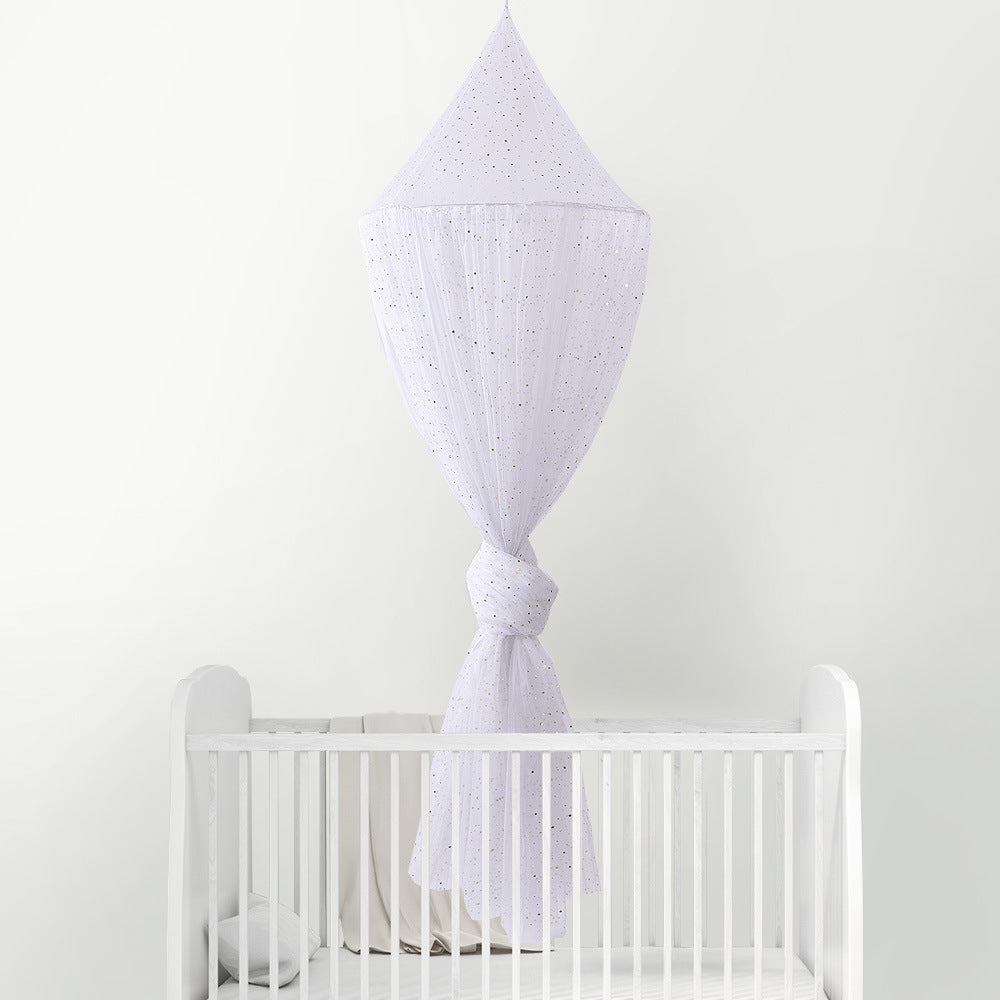 Colorful Summer Rainbow Dome Baby Mosquito Net designed for cribs, featuring a vibrant dome shape and made from durable polyester material.