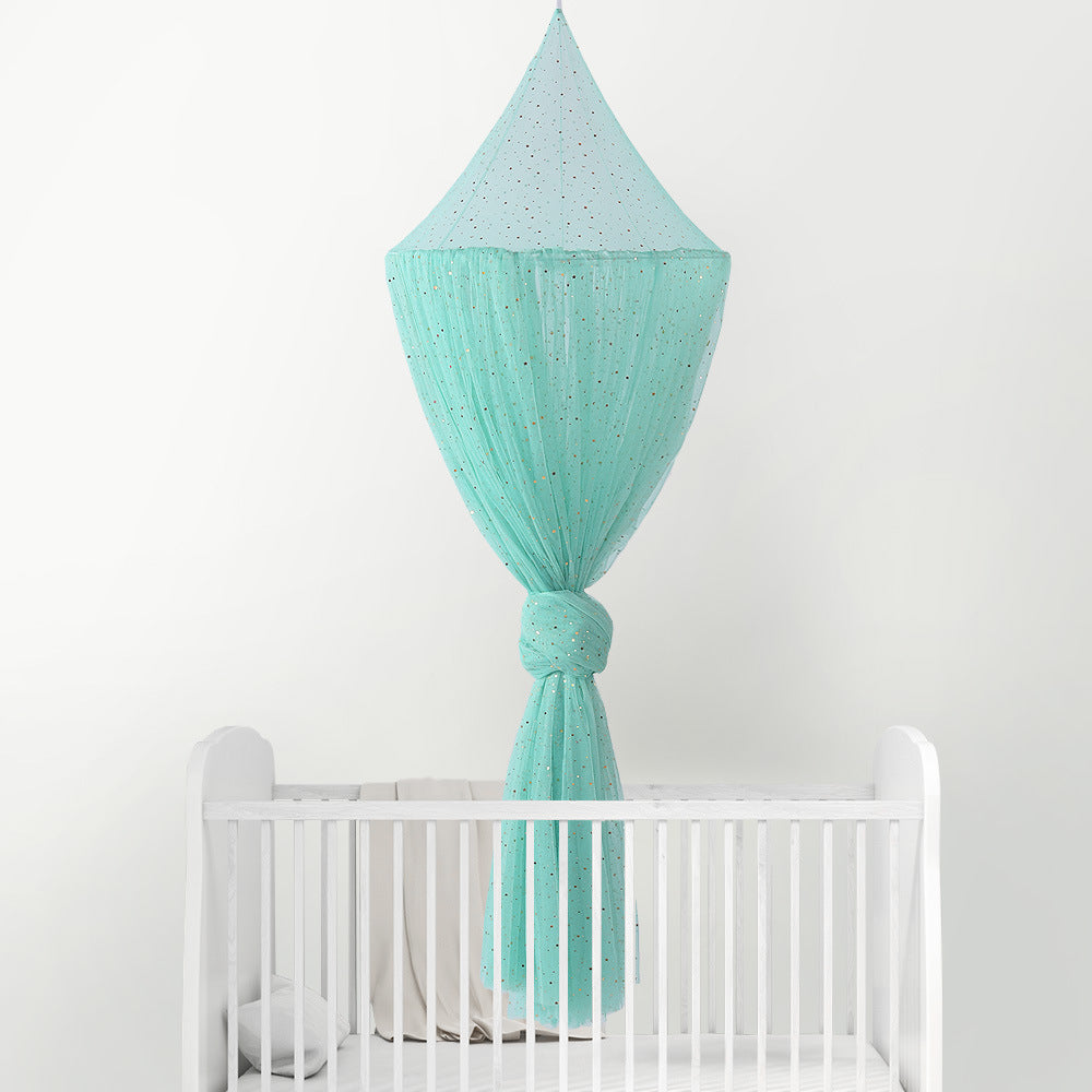 Colorful Summer Rainbow Dome Baby Mosquito Net designed for cribs, featuring a vibrant dome shape and made from durable polyester material.