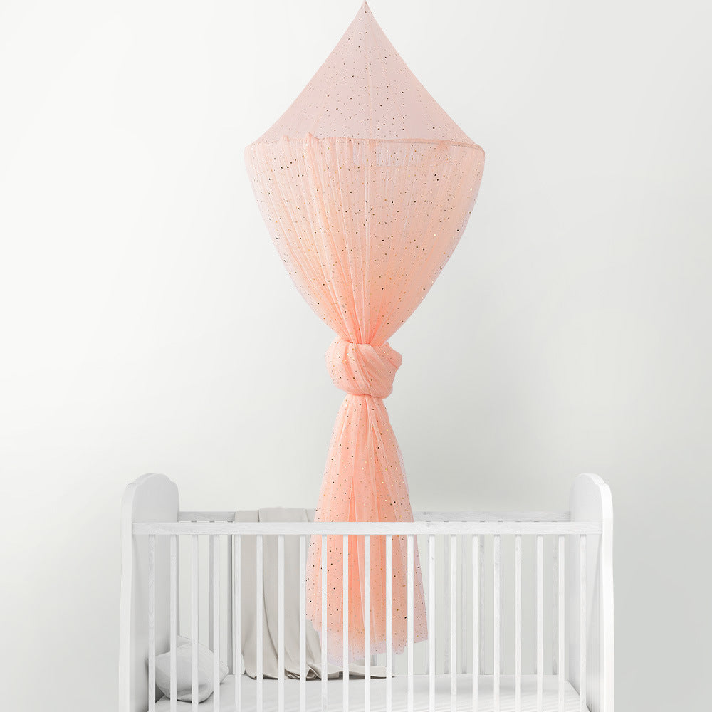 Colorful Summer Rainbow Dome Baby Mosquito Net designed for cribs, featuring a vibrant dome shape and made from durable polyester material.
