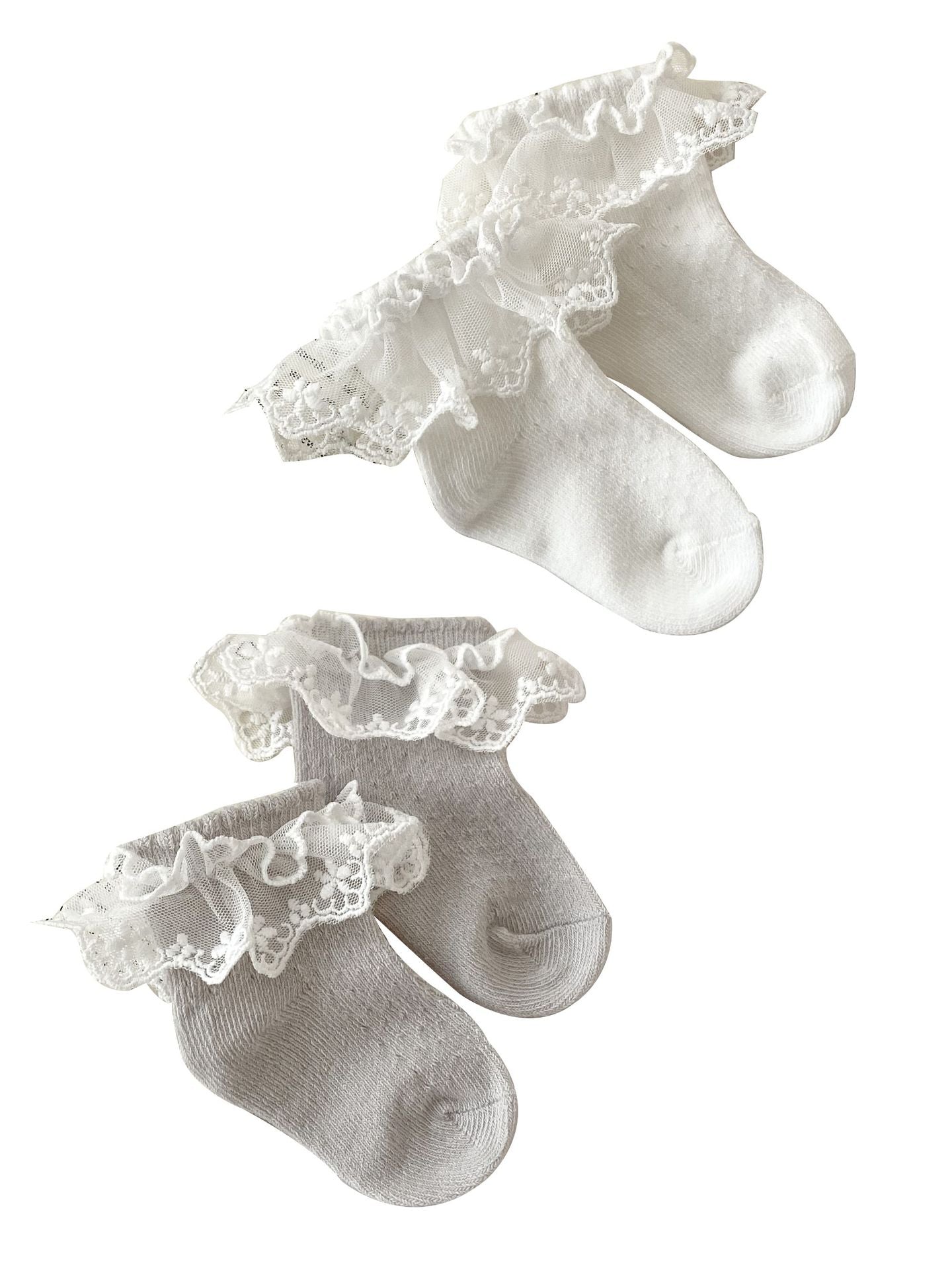 A pair of Summer Thin Breathable Mesh Socks for Girls in various colors including white, pink, and grey, designed for comfort and style.