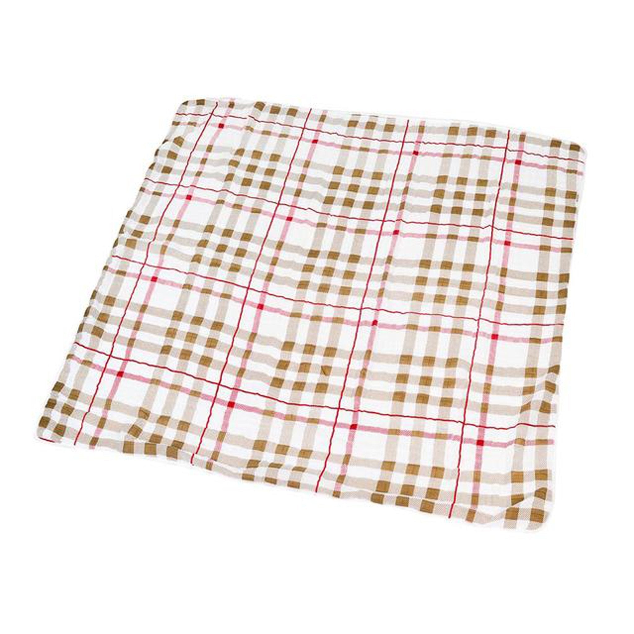 Teddy Bear and Plaid Cotton Muslin Newcastle Blanket featuring a soft, cozy design with a playful teddy bear pattern.