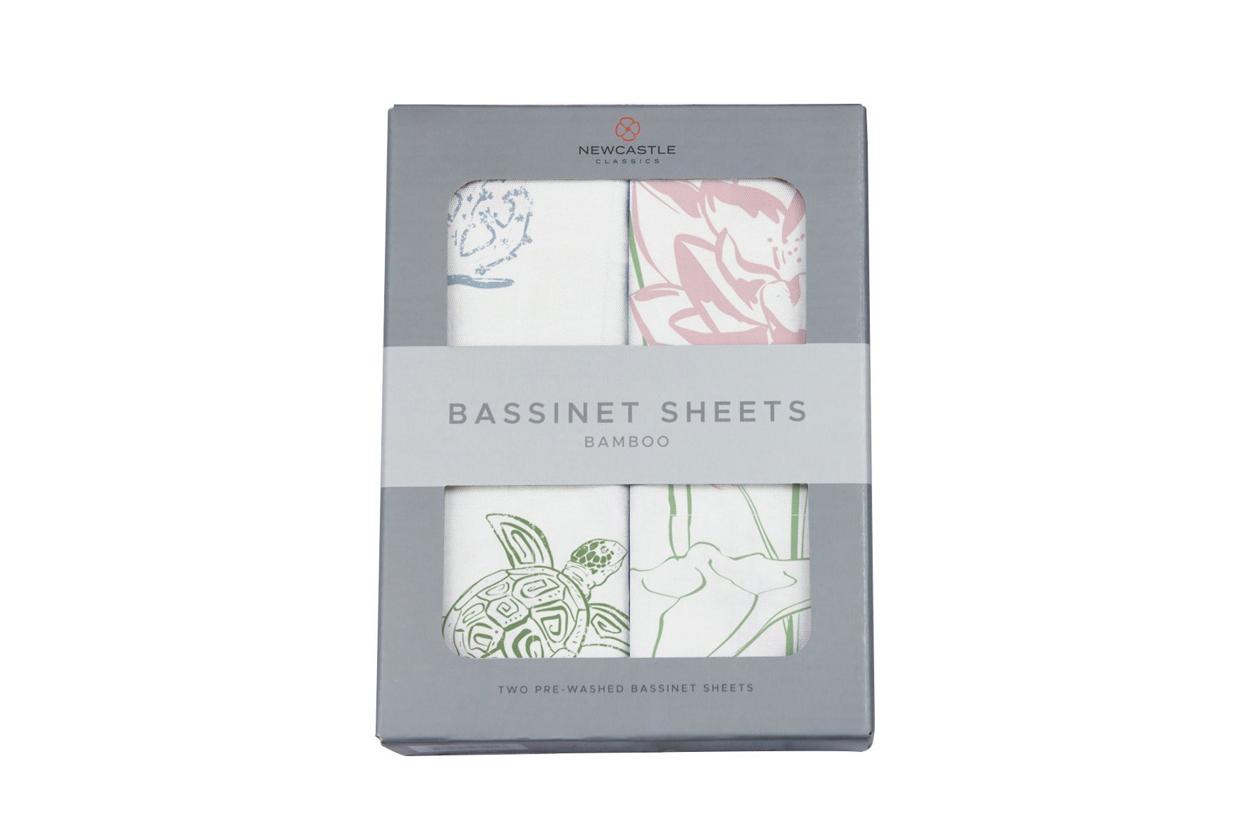 Bamboo changing pad cover featuring turtles and water lilies, soft and breathable fabric for baby comfort.