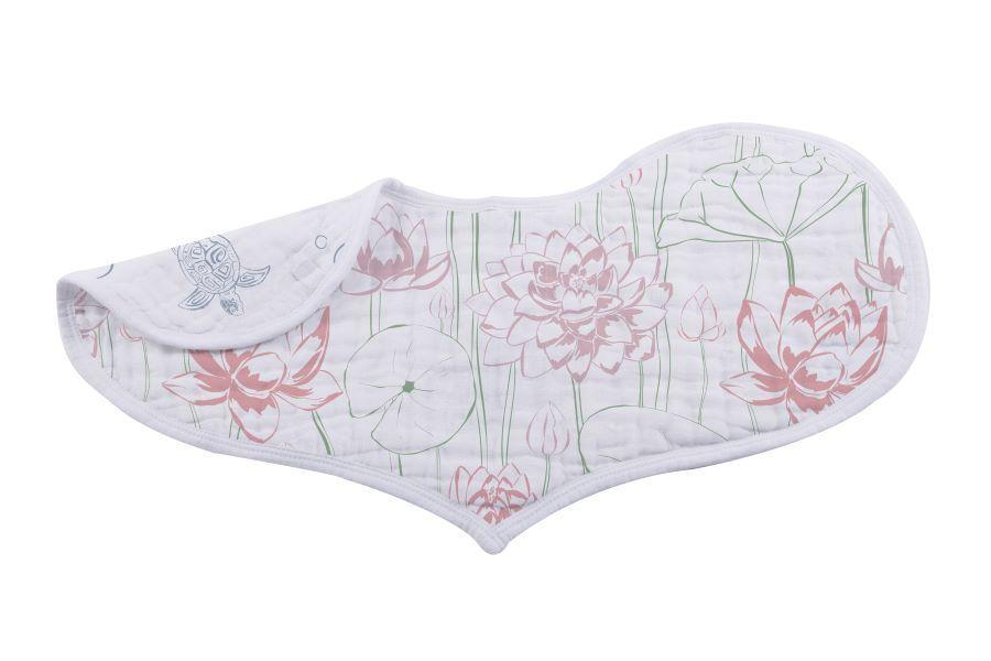 Set of 2 Under The Sea Heart Bibs made from soft bamboo muslin, featuring three snaps for adjustable fit and colorful ocean-themed designs.