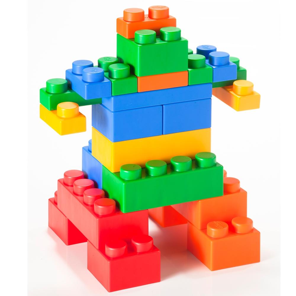 Colorful UNiPLAY Soft Building Blocks UNiBOX with 126 pieces, designed for babies over 3 months, showcasing various shapes and colors.