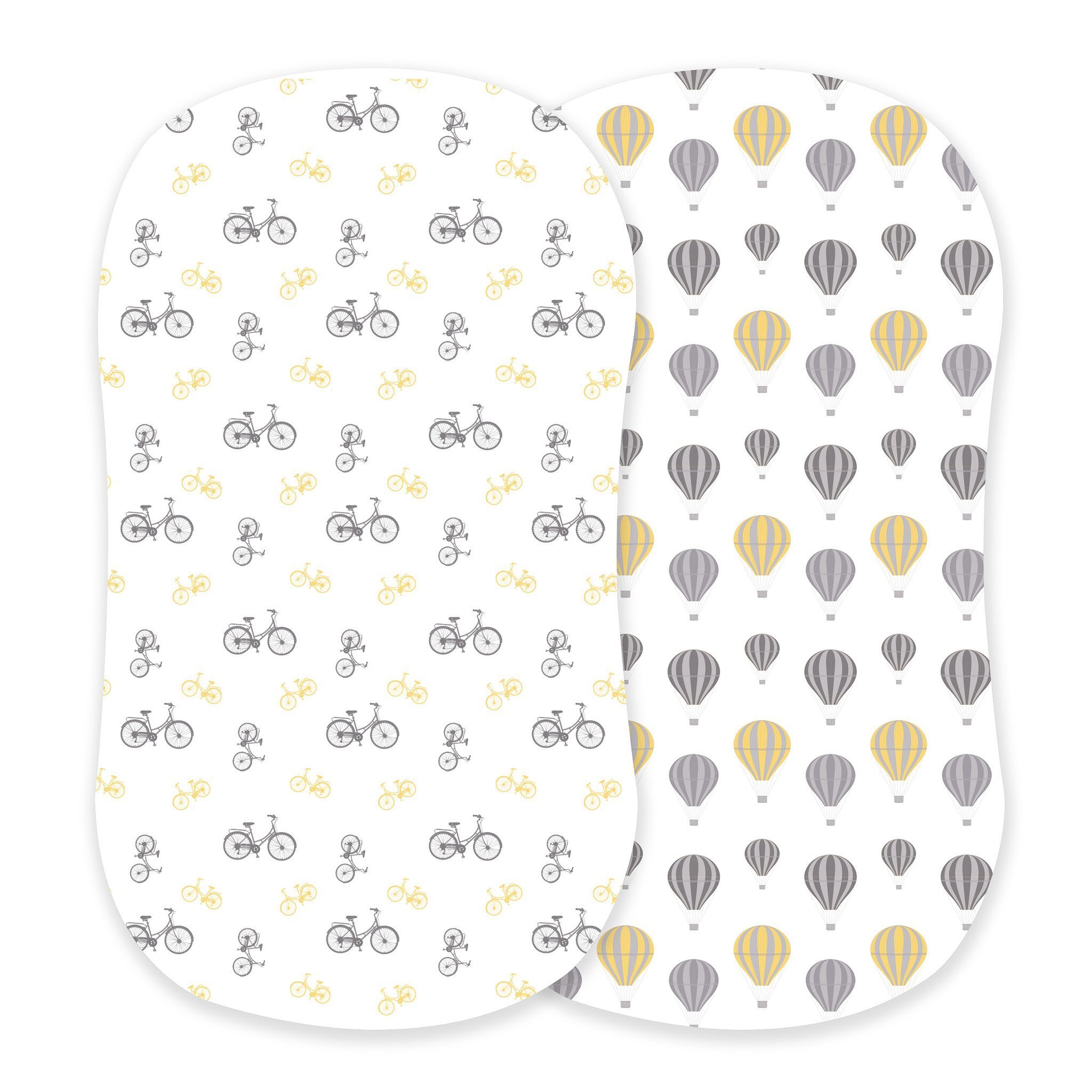 Vintage Bicycles and Hot Air Balloon Bamboo Changing Pad featuring soft bamboo muslin fabric with whimsical prints.