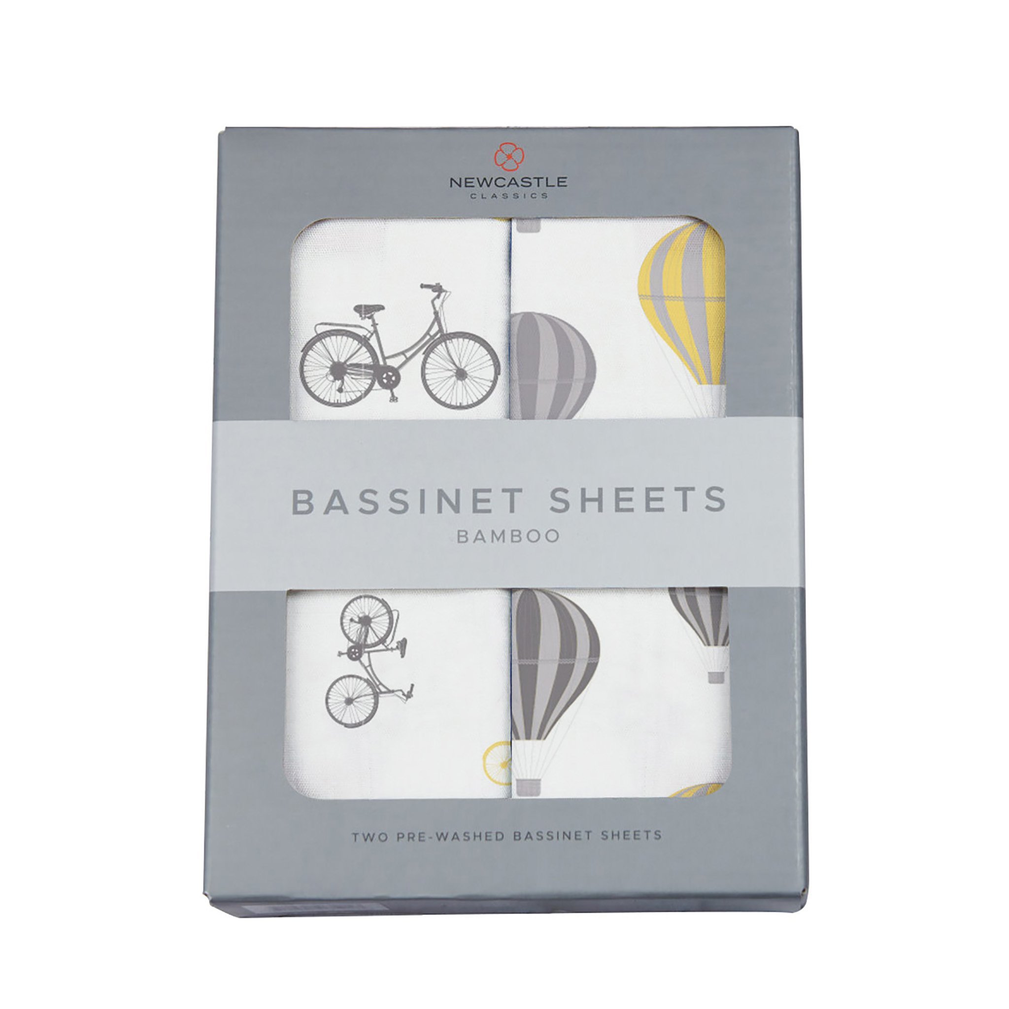 Vintage Bicycles and Hot Air Balloon Bamboo Changing Pad featuring soft bamboo muslin fabric with whimsical prints.