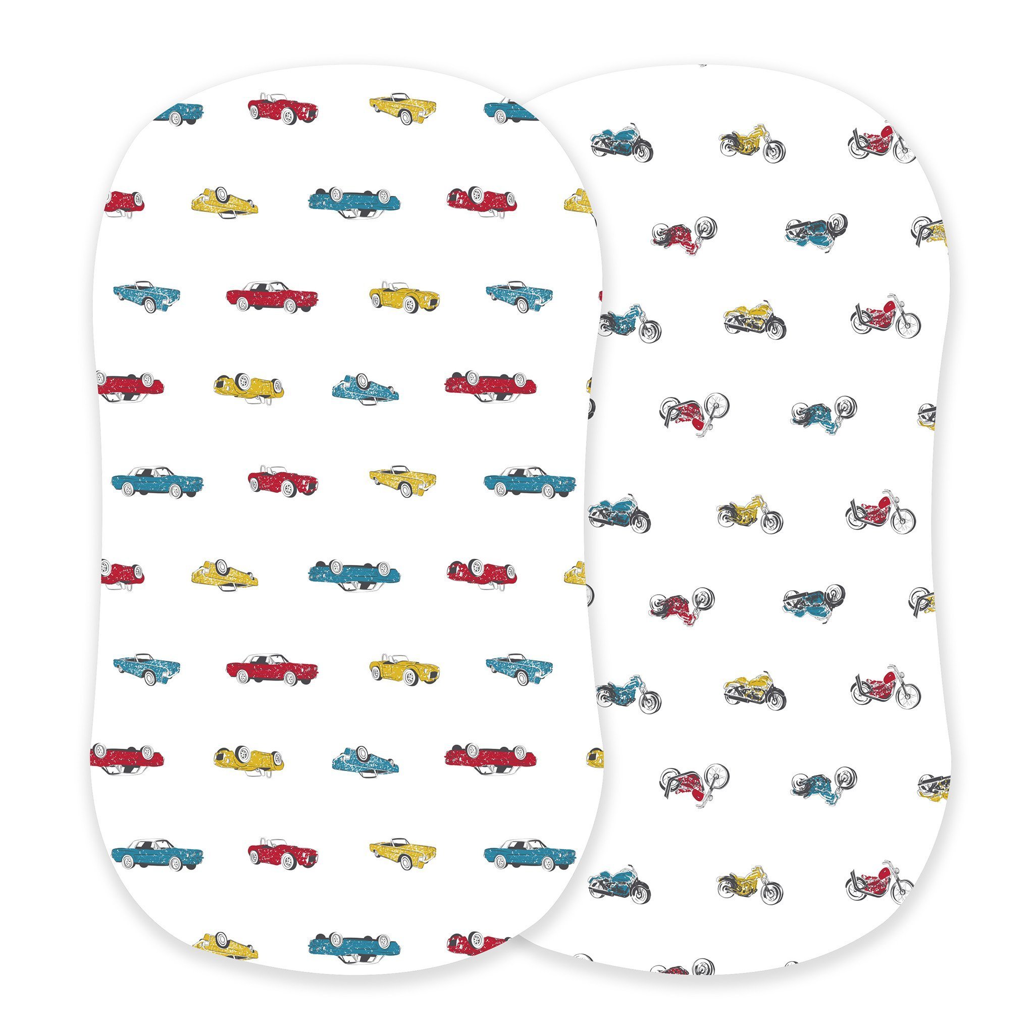 Vintage Muscle Cars and Motorcycles Bamboo Changing Pad featuring soft, breathable fabric and unique design for stylish nursery decor.