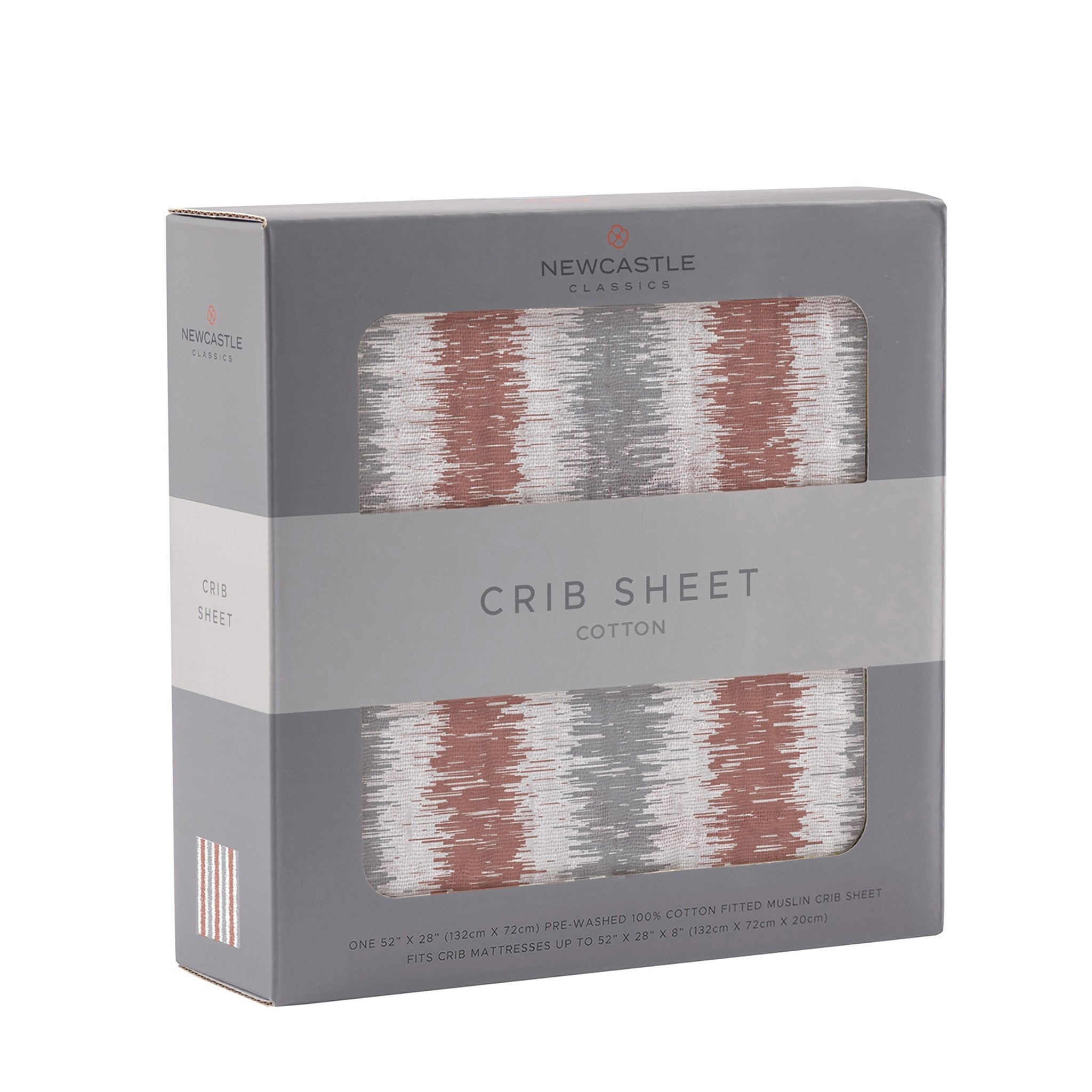 Western Stripe Cotton Muslin Crib Sheet featuring soft, breathable fabric with a stylish stripe pattern, perfect for standard crib mattresses.