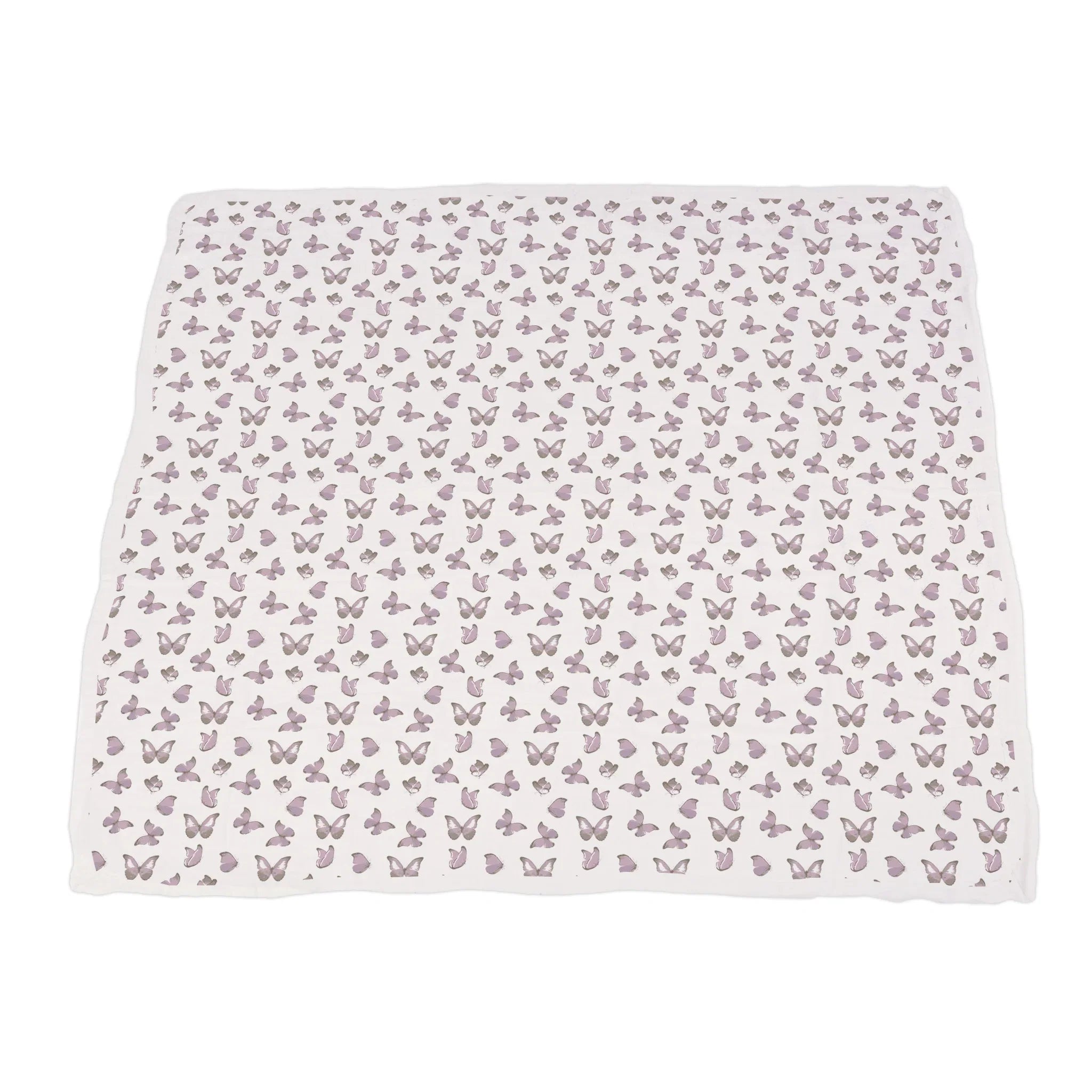 Winsome Butterflies and Orchid Lavender Cotton Newcastle Blanket featuring a whimsical butterfly design in lavender hues, perfect for kids.