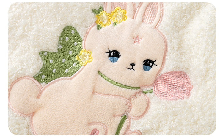 Winter Baby Girl Rabbit Cartoon Thick Romper in beige, featuring a cute rabbit design, perfect for keeping babies warm.