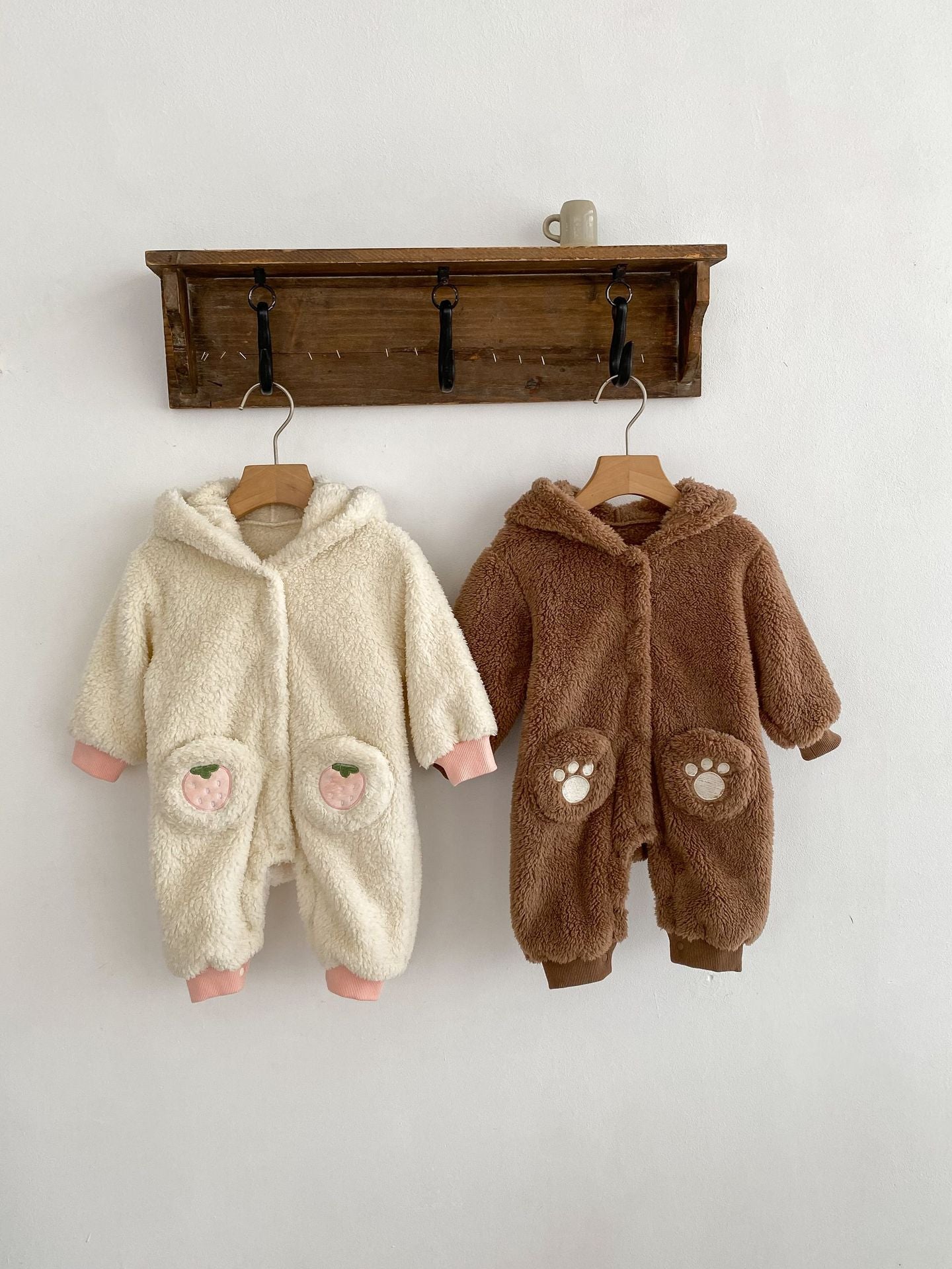 Winter Infant Baby Lovely Little Bear Little Rabbit Style Thermal in beige and brown colors, featuring cute cartoon designs for infants.