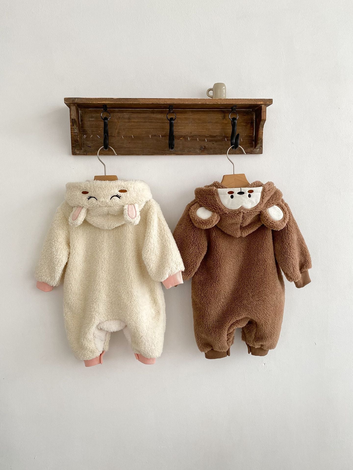 Winter Infant Baby Lovely Little Bear Little Rabbit Style Thermal in beige and brown colors, featuring cute cartoon designs for infants.