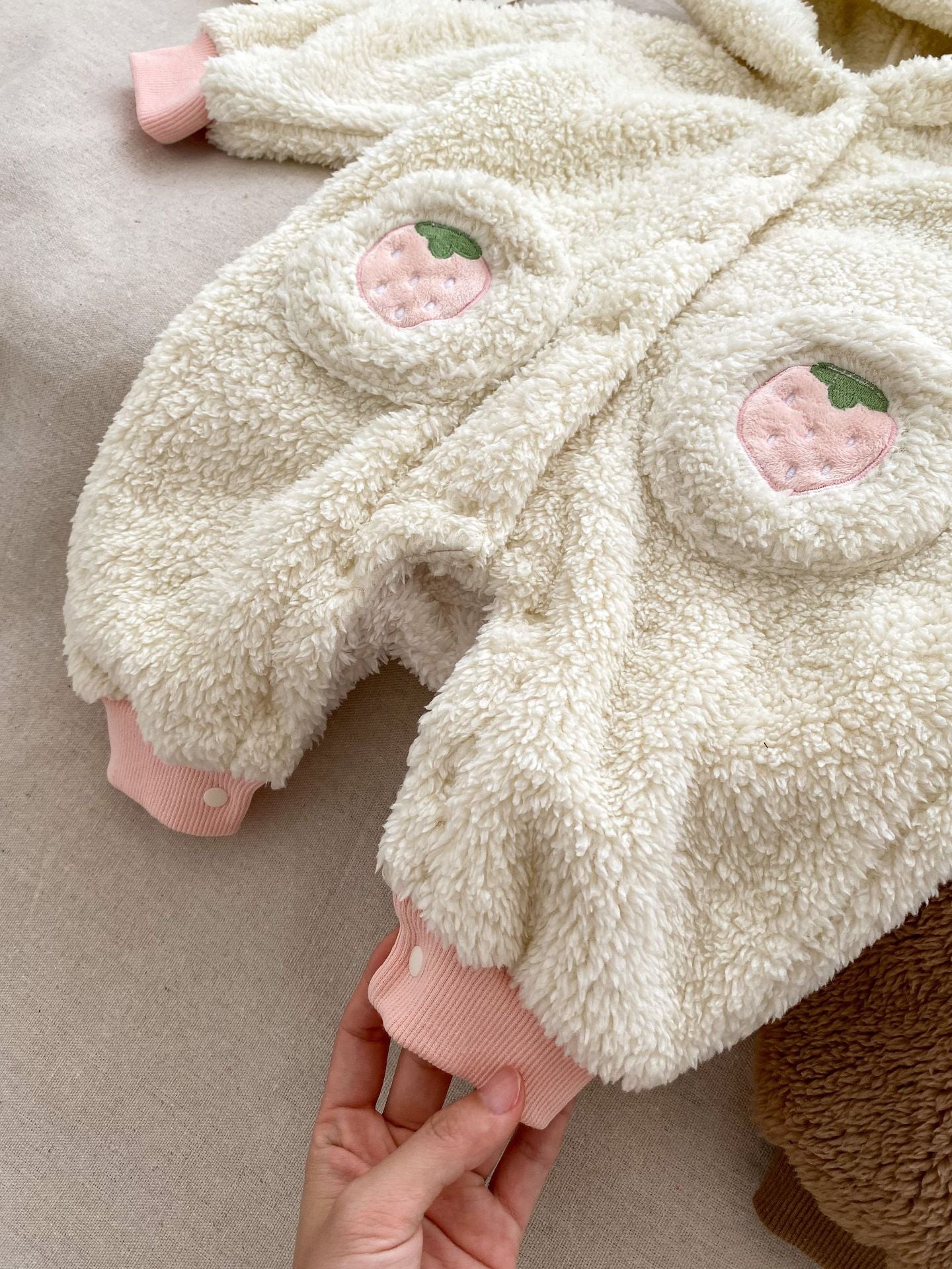 Winter Infant Baby Lovely Little Bear Little Rabbit Style Thermal in beige and brown colors, featuring cute cartoon designs for infants.