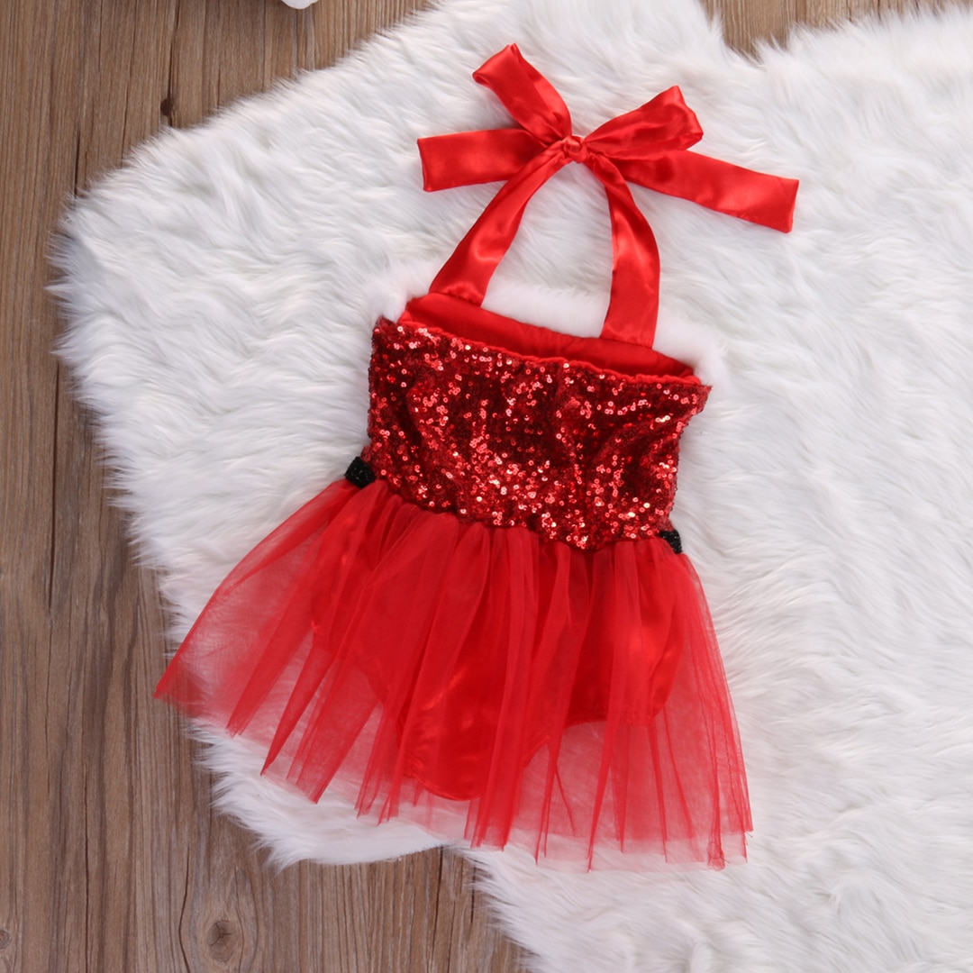 Red sparkle baby dress with bow.