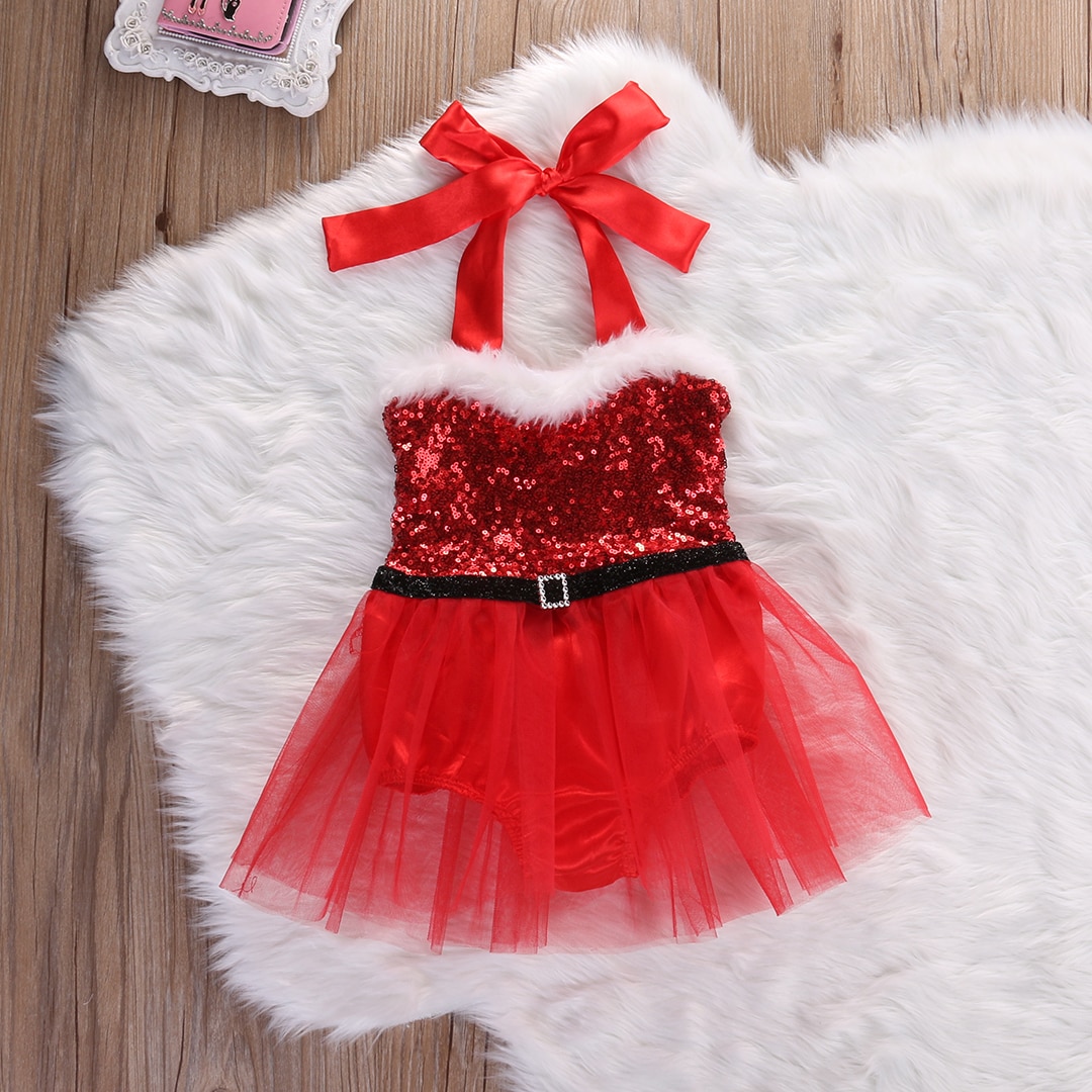 Red sequined toddler holiday dress.