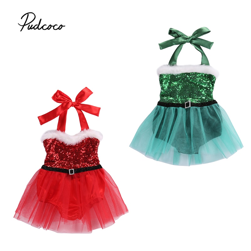 Christmas-themed sequin dresses for kids.