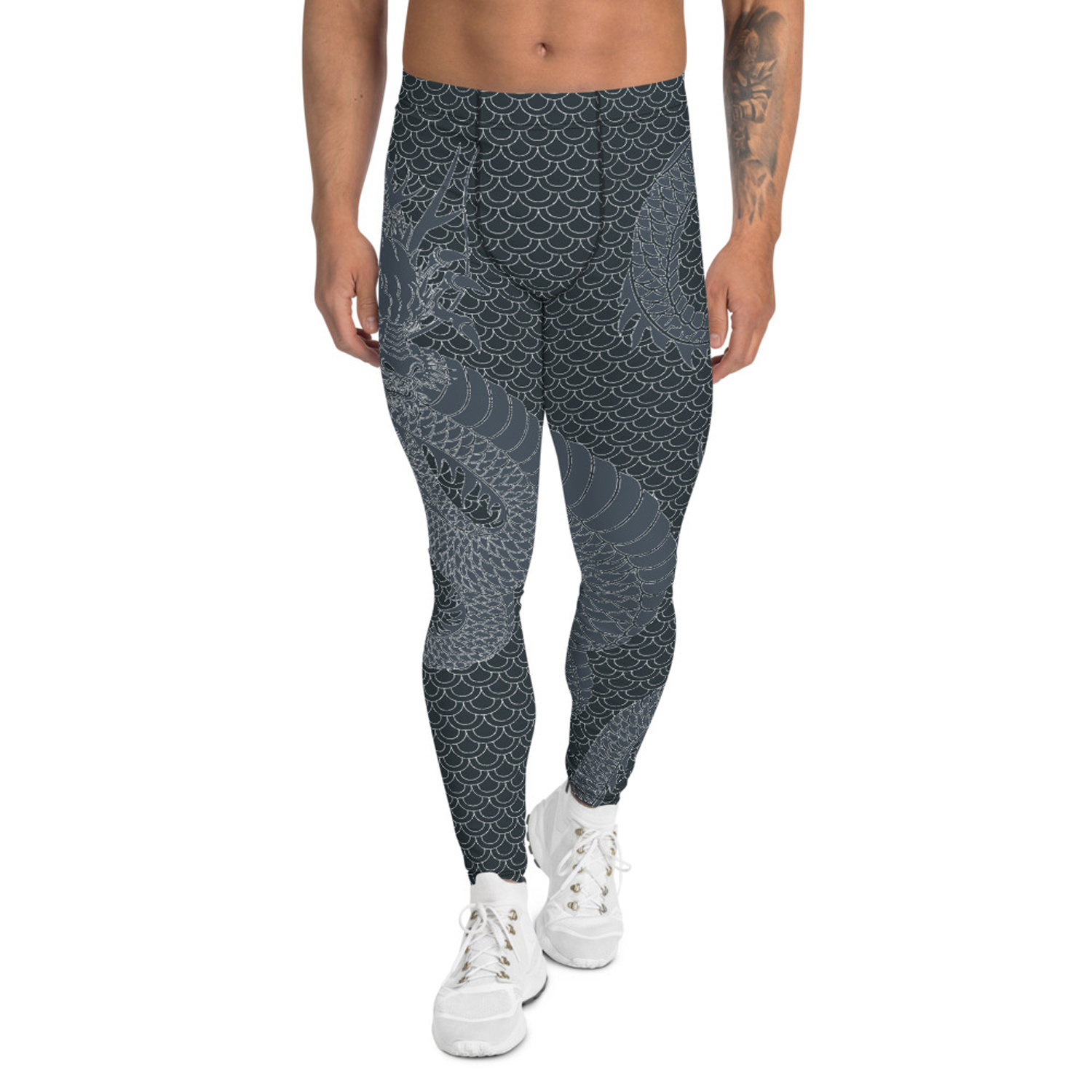 Men's Dragon Leggings in Gunmetal Gray, showcasing a fitted design with moisture-wicking fabric, ideal for various sports and activities.