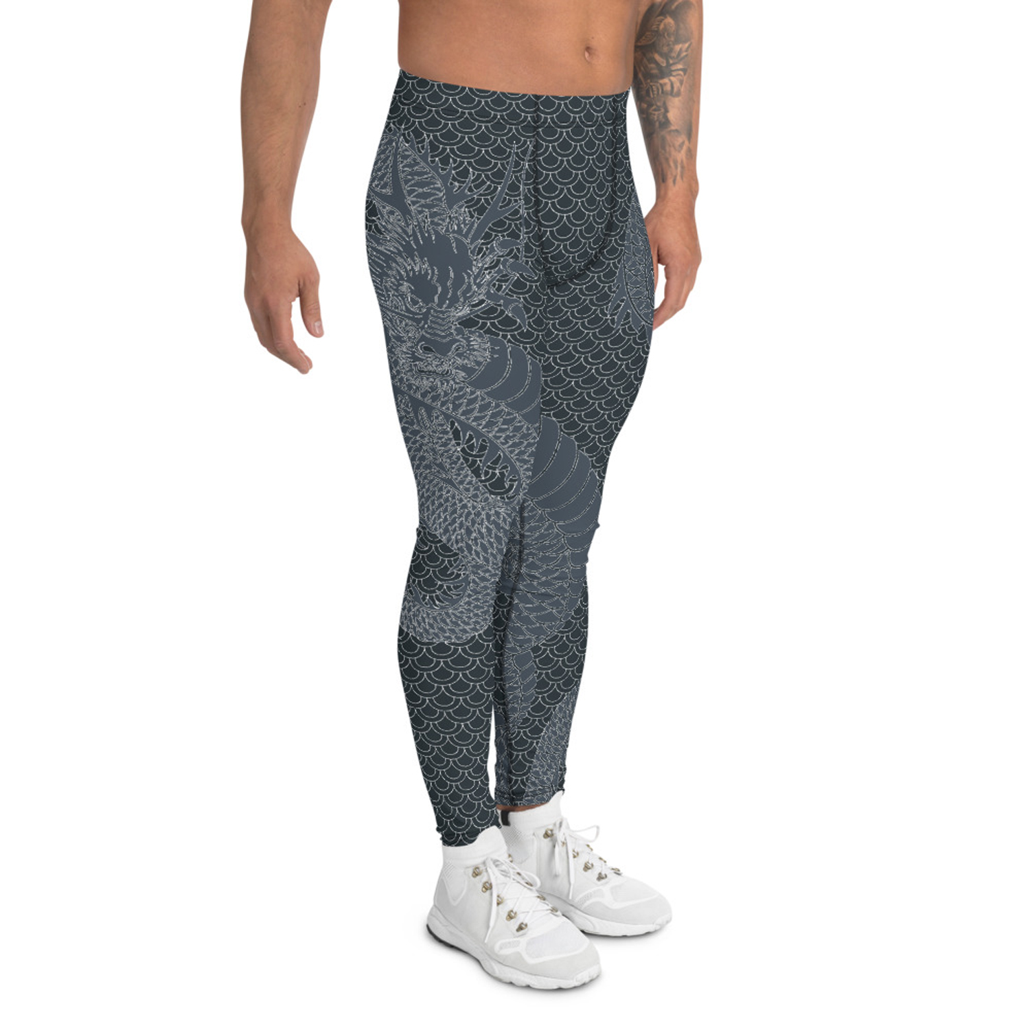 Men's Dragon Leggings in Gunmetal Gray, showcasing a fitted design with moisture-wicking fabric, ideal for various sports and activities.