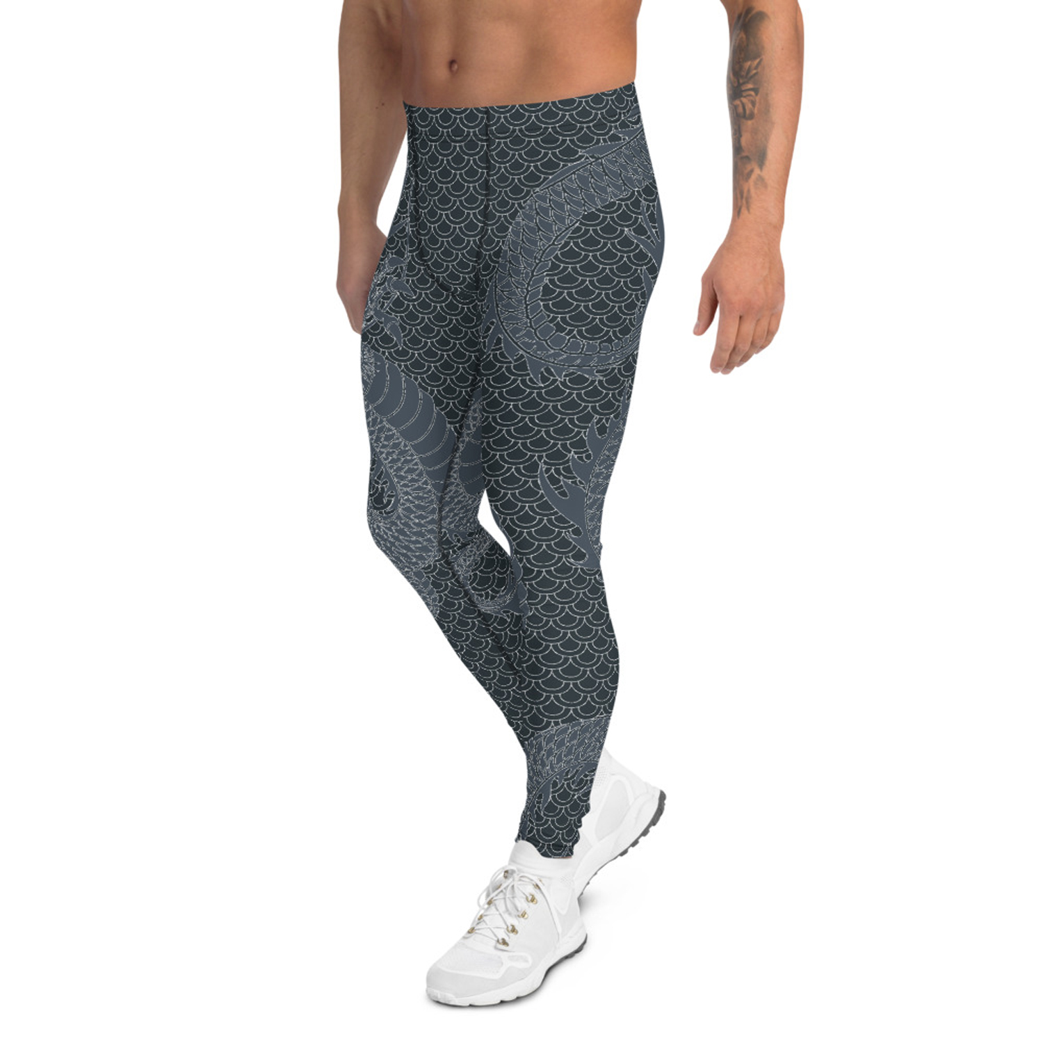 Men's Dragon Leggings in Gunmetal Gray, showcasing a fitted design with moisture-wicking fabric, ideal for various sports and activities.
