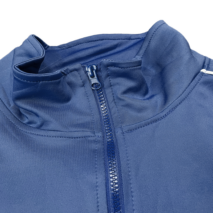 Men's Flare Stacked Track Suit featuring a matching jacket and pants with white side piping and zippered pockets.