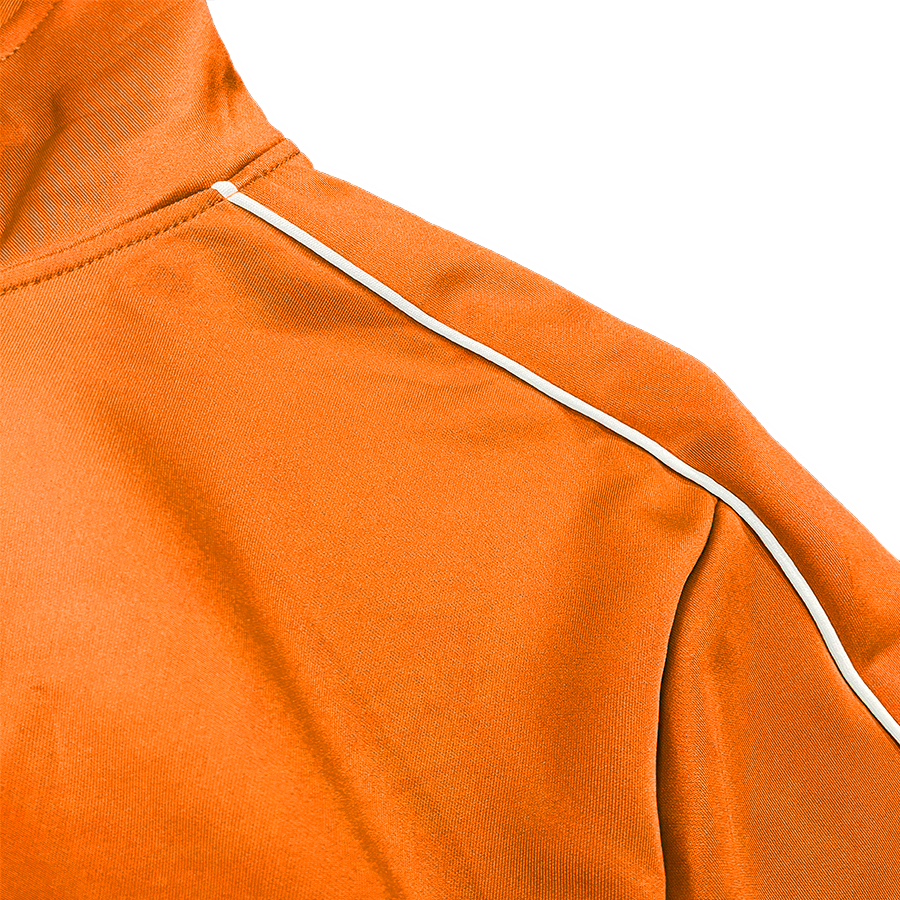 Men's Flare Stacked Track Suit featuring a matching jacket and pants with white side piping and zippered pockets.