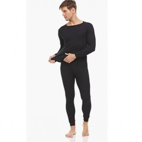 Men's 2-Piece Cotton Thermal Set featuring a crew neck shirt and matching pants, designed for warmth and comfort during winter.
