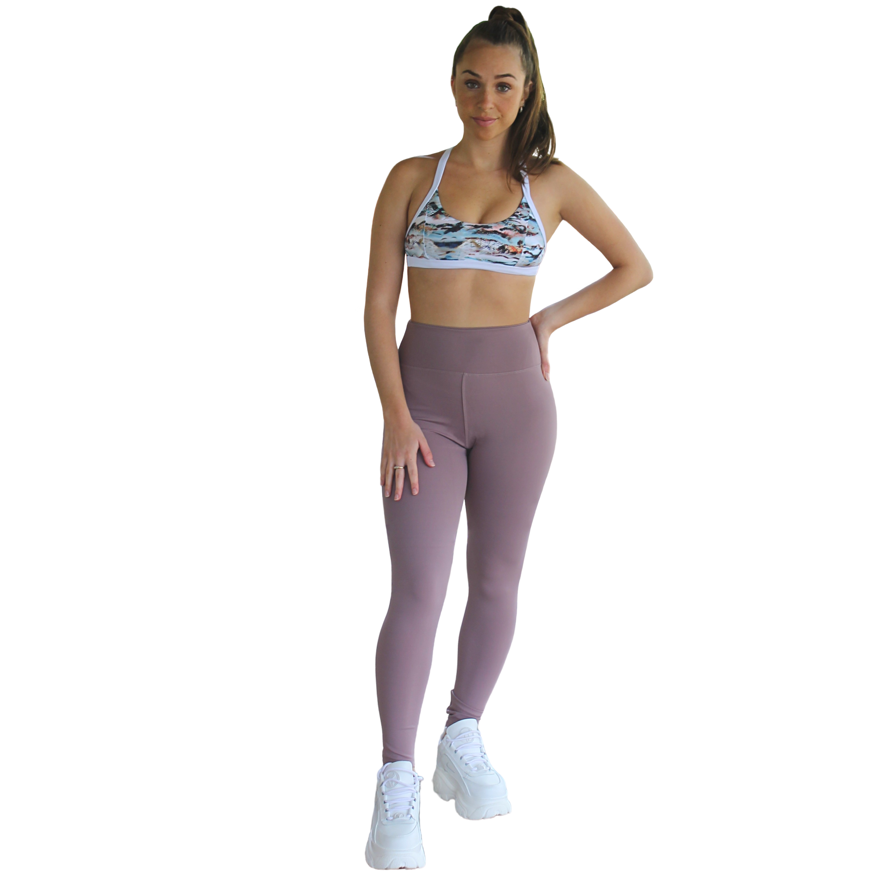 Prema Seamless High Rise Yoga Leggings in Plum, showcasing a seamless design and high-rise waistband for comfort and support.