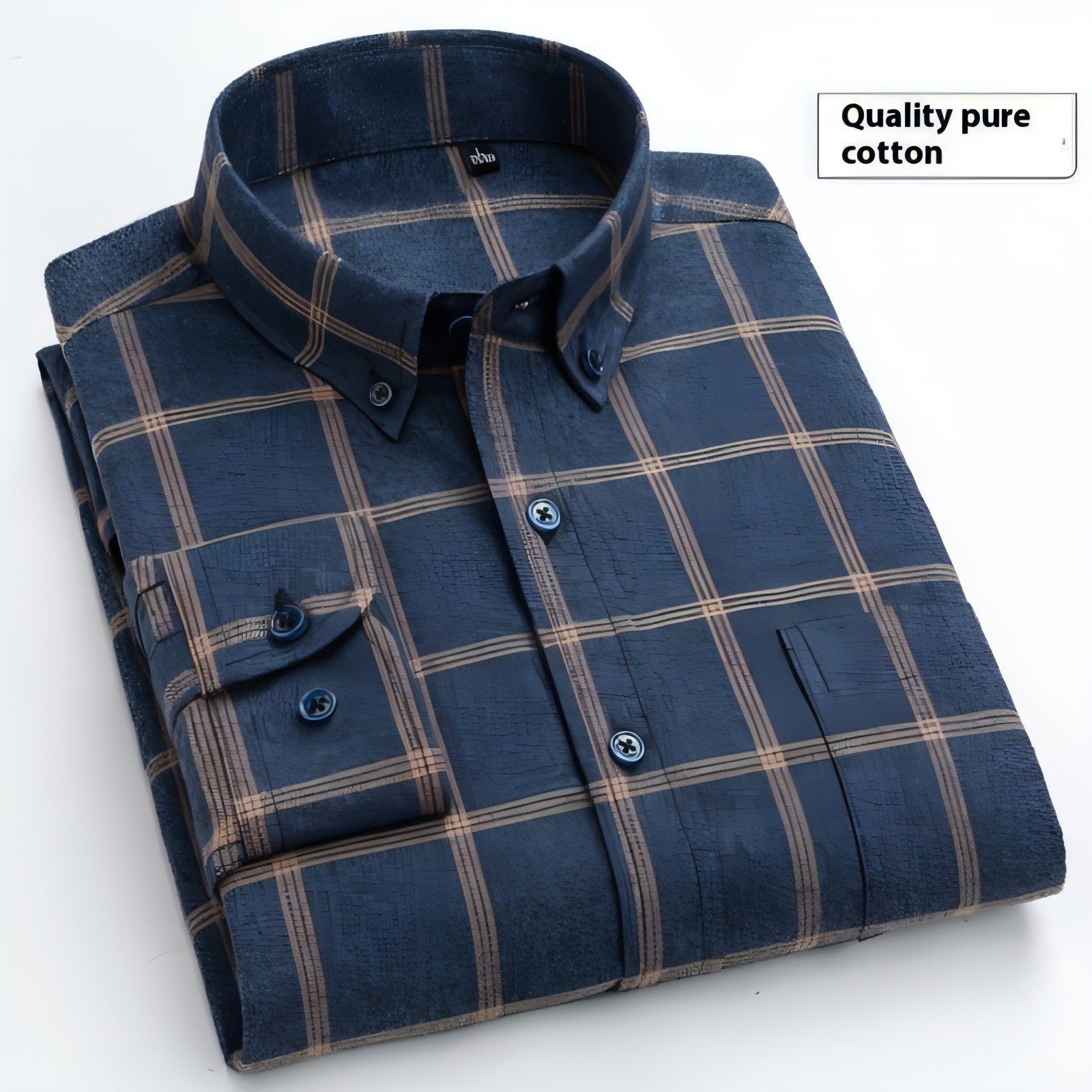 Main Cotton Brushed Plaid Long-sleeved DressShirt Business Casual Cotton image