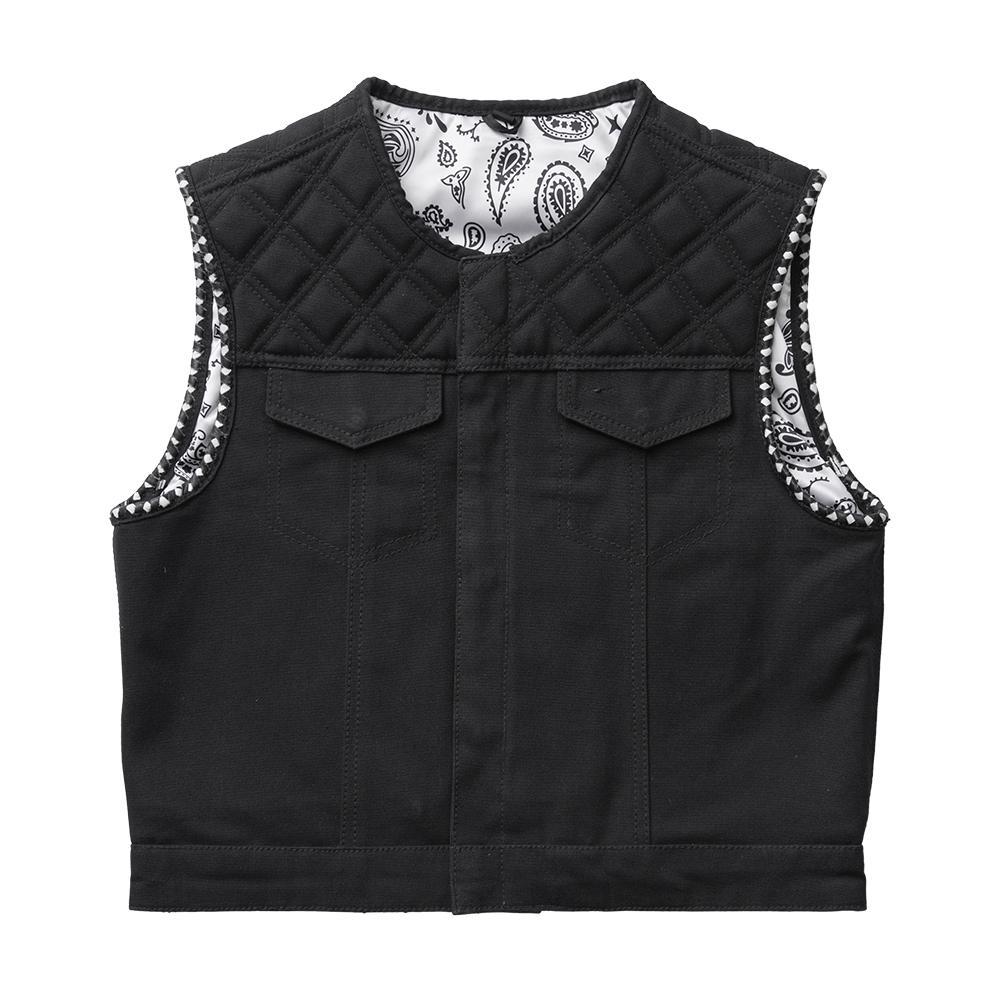 Auction 031 SIZE L men's jacket in black canvas with stylish design features including concealed carry pockets and unique paisley lining.