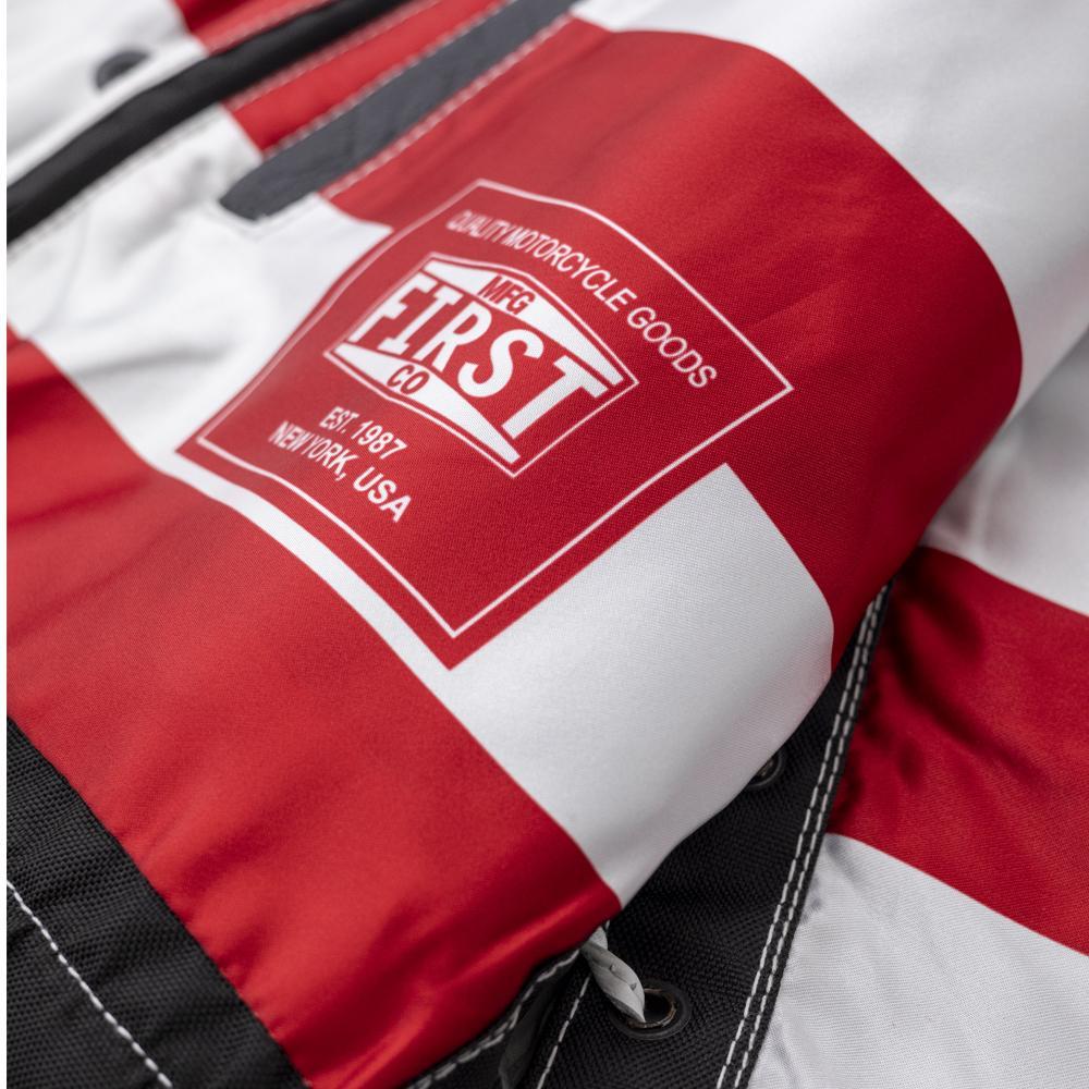 Captain Men's Club Style Leather Vest featuring diamond naked cowhide, red and blue stitching, and concealed carry pockets.