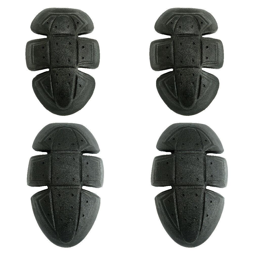 CE 1 Rated Protective Pads Set featuring elbow and shoulder pads made from durable PU material, designed for motorcycle safety.