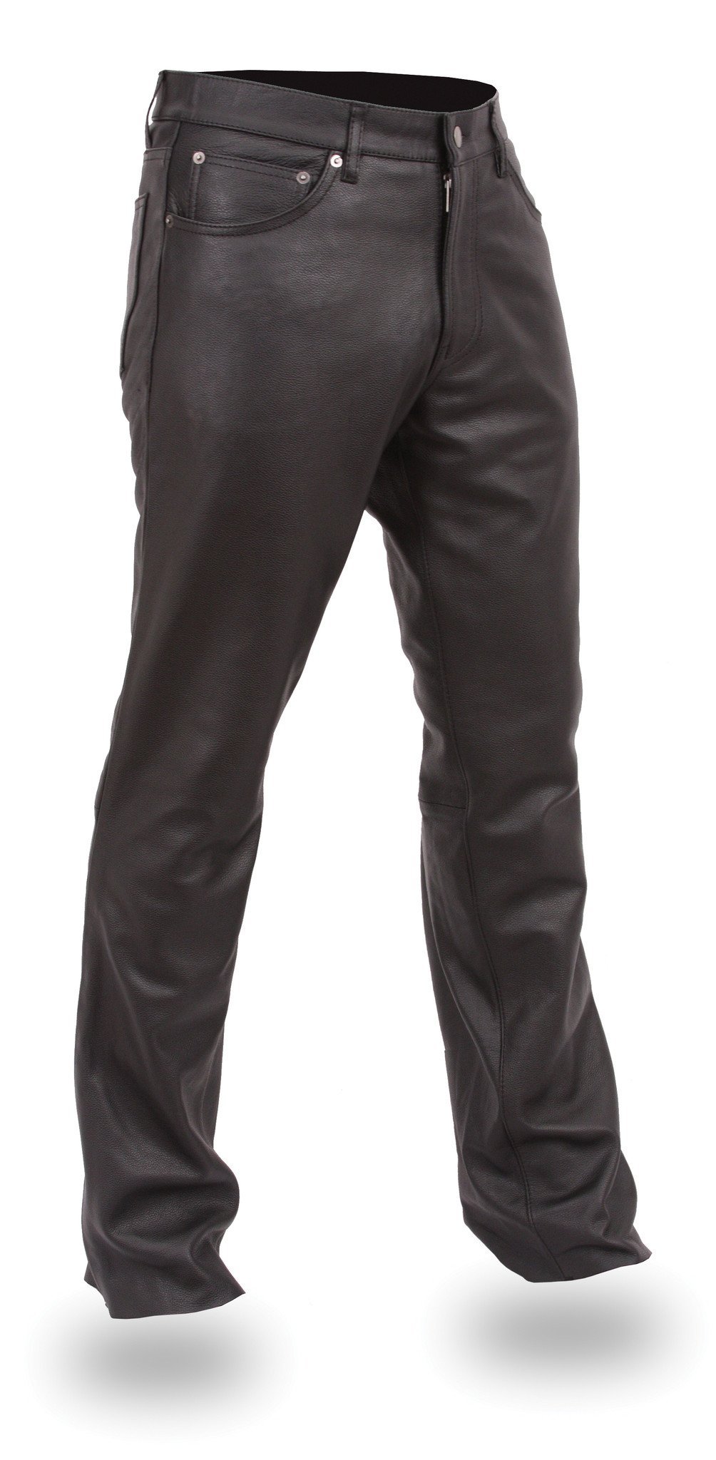 Men's Commander Leather Pants made from soft milled cowhide with a modern fit and five-pocket design.