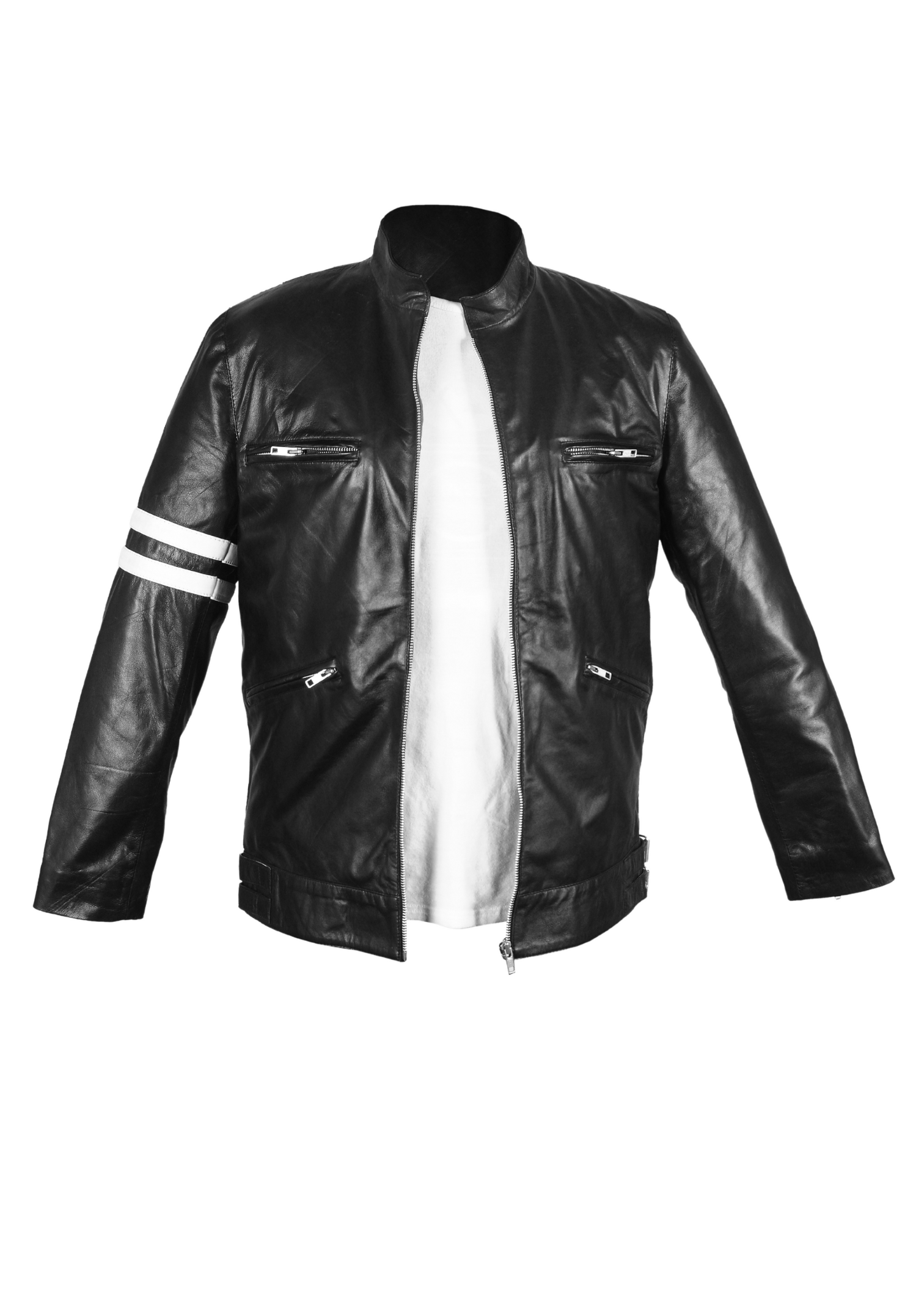 Dirk Gently's Black Lambskin Leather Jacket for Men, showcasing its elegant design and high-quality craftsmanship.