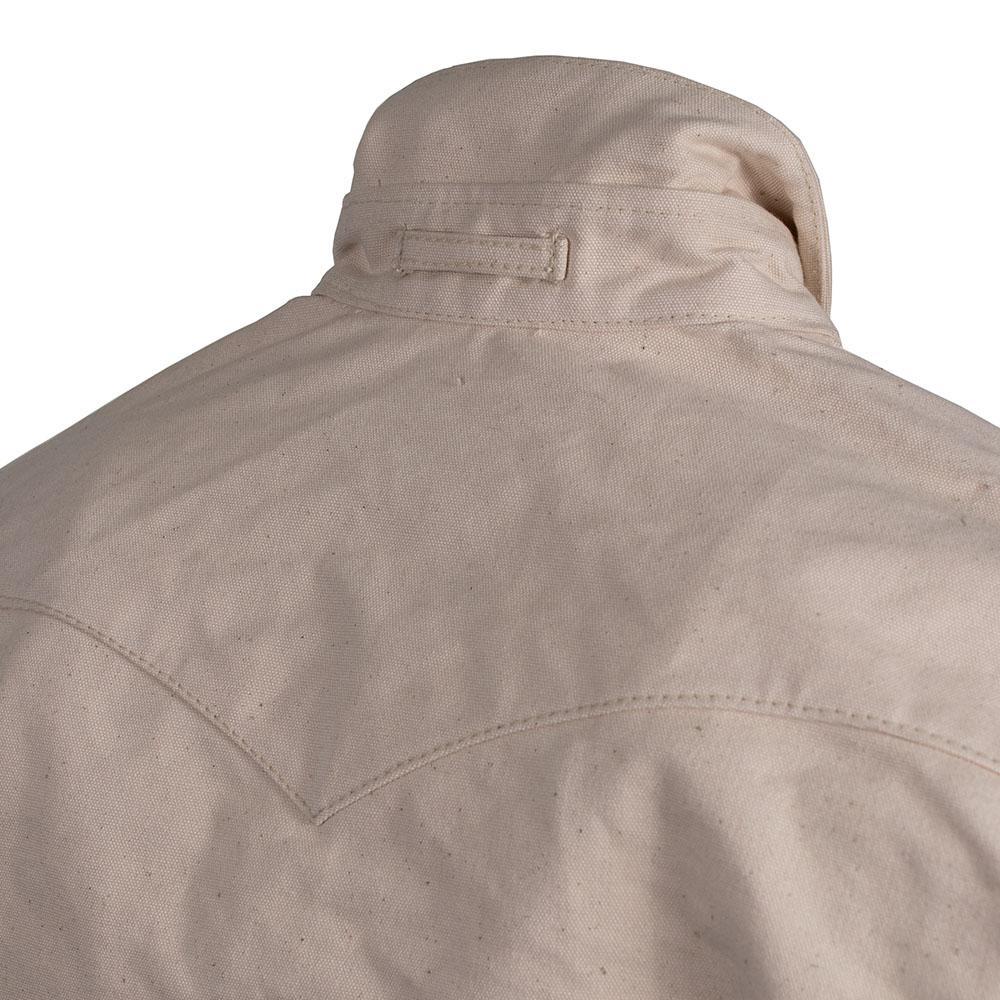 Forsyth Men's Motorcycle 20oz Canvas Shirt featuring a classic collar, button snaps, and western-style back detail.