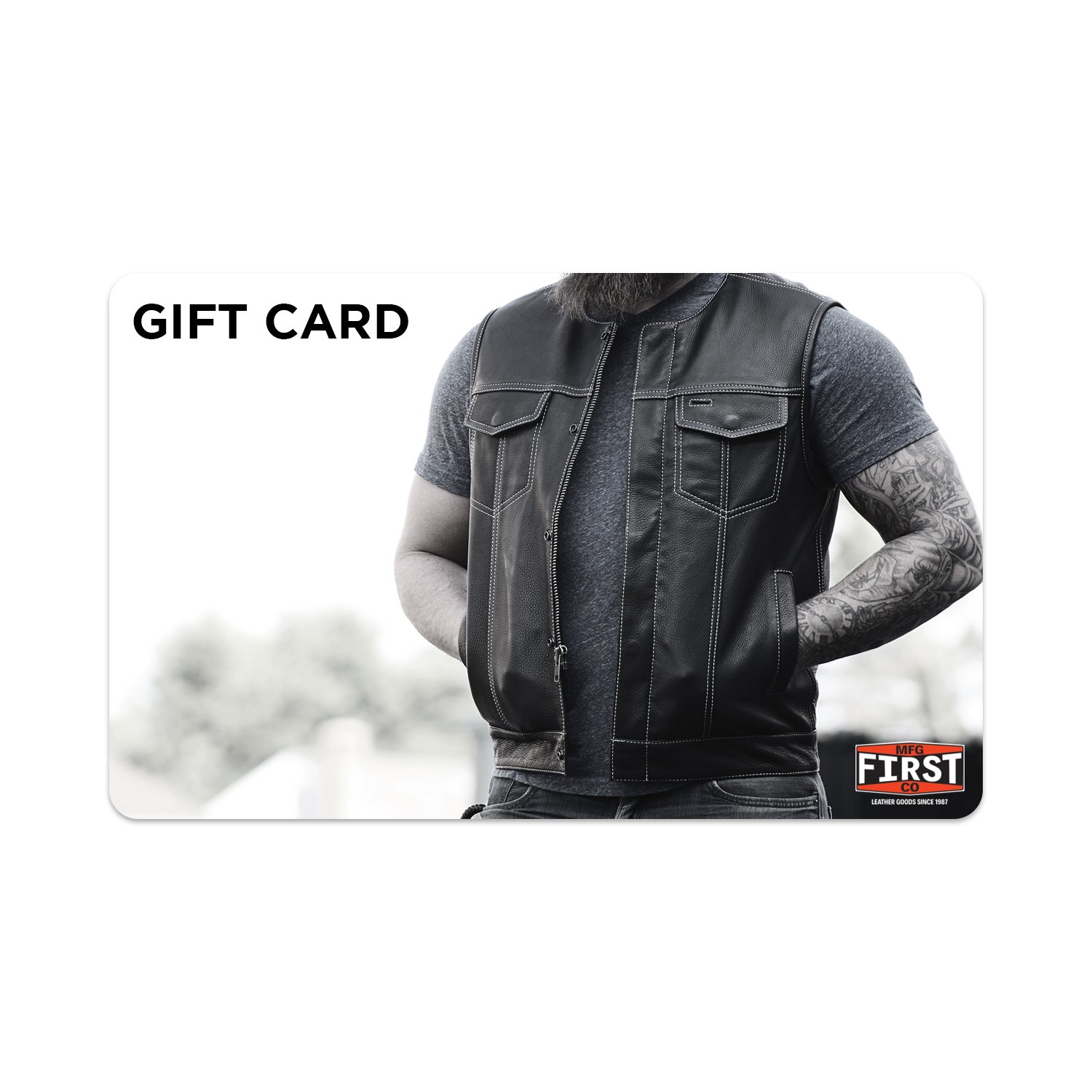 First Manufacturing Company gift card displayed on a digital device, showcasing its design and ease of use.