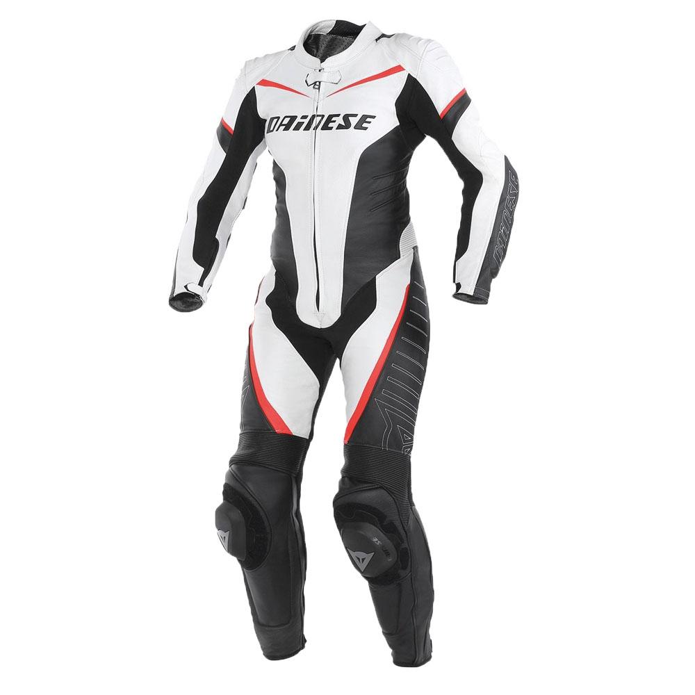 Ladies Dainese Motorcycle Suit made from premium cowhide leather, featuring CE approved armor and a stylish slim fit design.